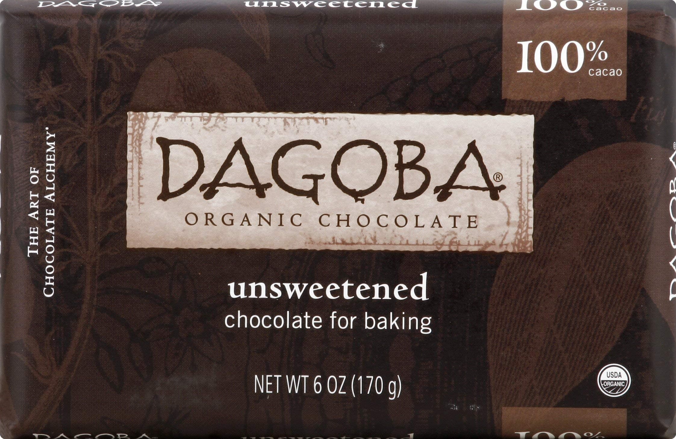Dagoba Organic Chocolate Bar Baking Unsweetened O, 6 oz