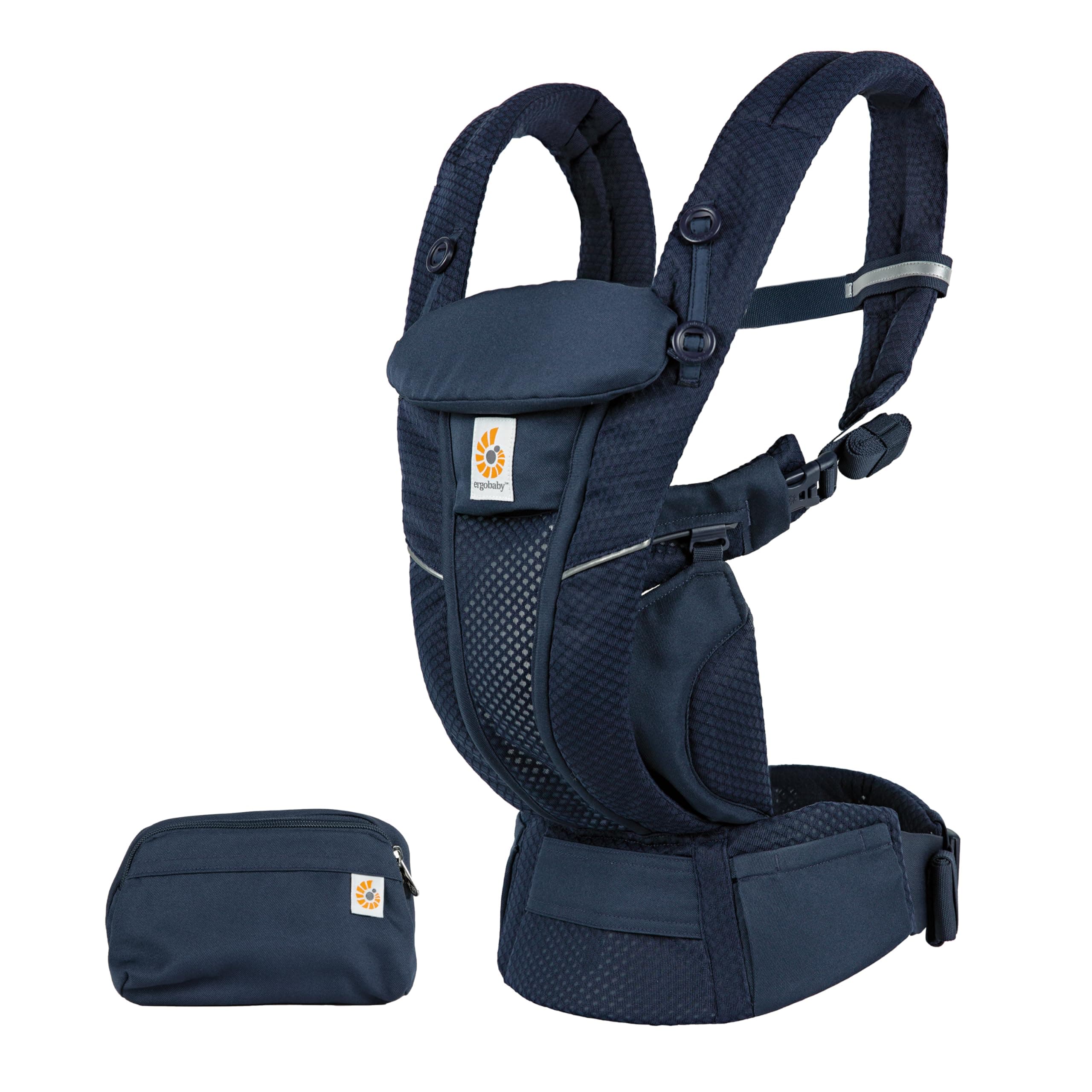 Ergobaby Omni Breeze Carrier for Newborns, from Birth to 20.4 kg, 4 Positions, SoftFlex Mesh, Ergonomic Baby Front-Inward and Back Carry Position, Midnight Blue