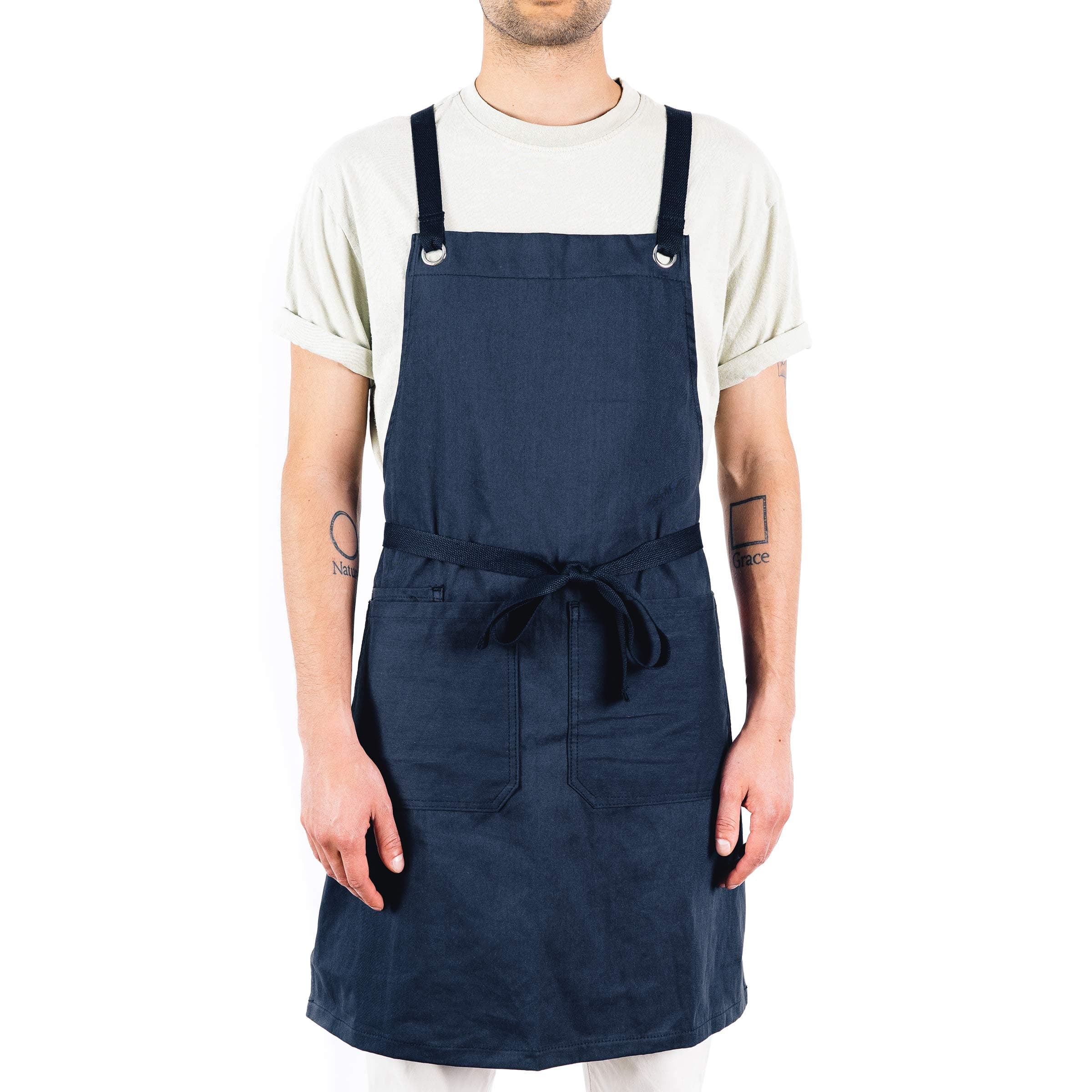 Caldo Crossback Kitchen Apron for Cooking (Navy)
