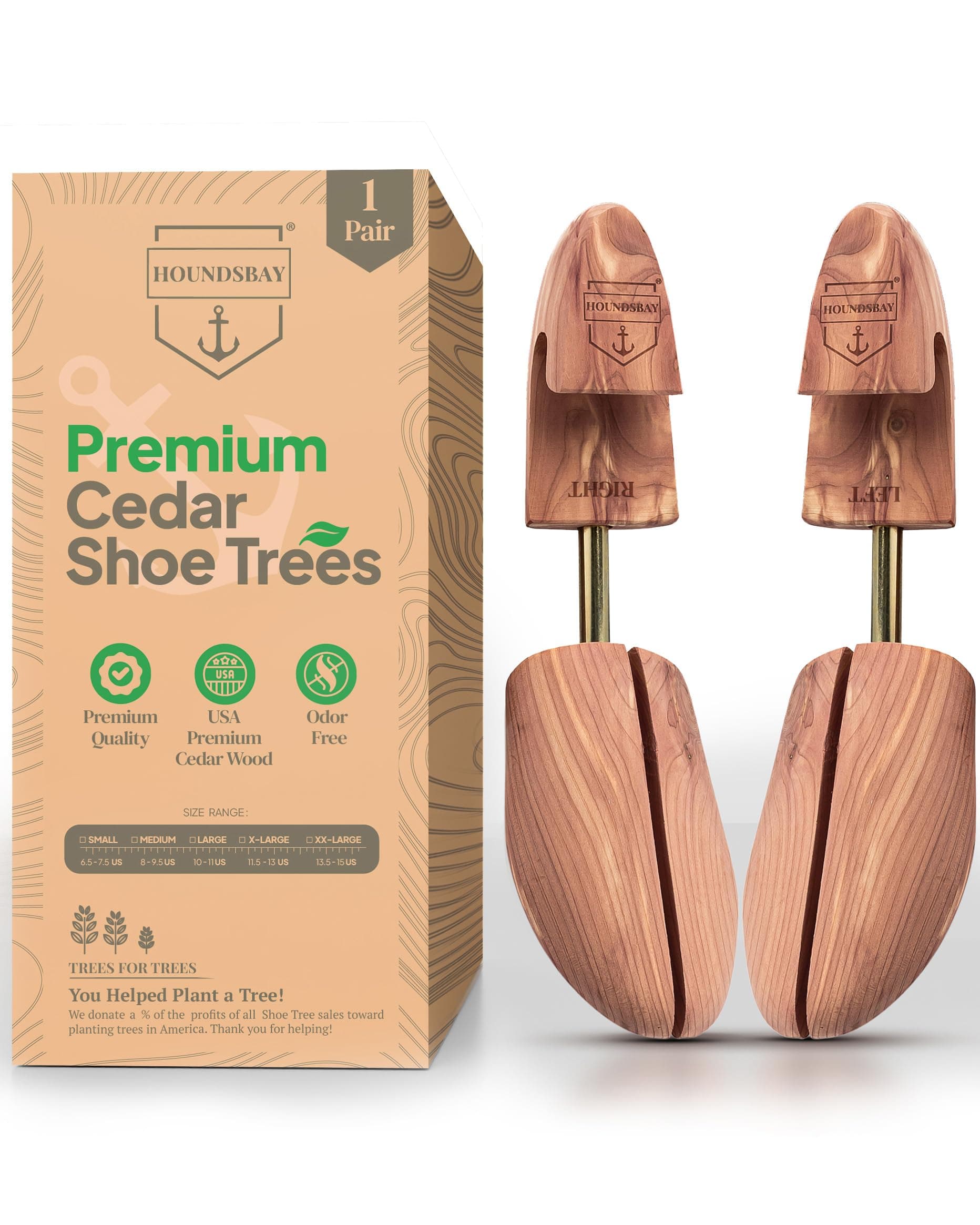 HOUNDSBAY Cedar Shoe Tree - Shoe Trees for Men & Women, Sneakers, Widener & S...