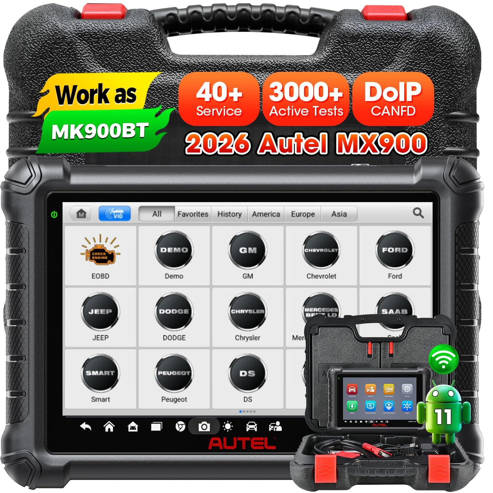 MaxiCheck MX900 Bidirectional Scanner: 2026 OBDII Scan Tool as MK900 MK900BT MK900-BT, 8in Up of MaxiCOM MK808S MX808S MK808BT PRO, CAN FD DoIP, 3K+ Active Tests, 40+ Services, All Systems, FCA