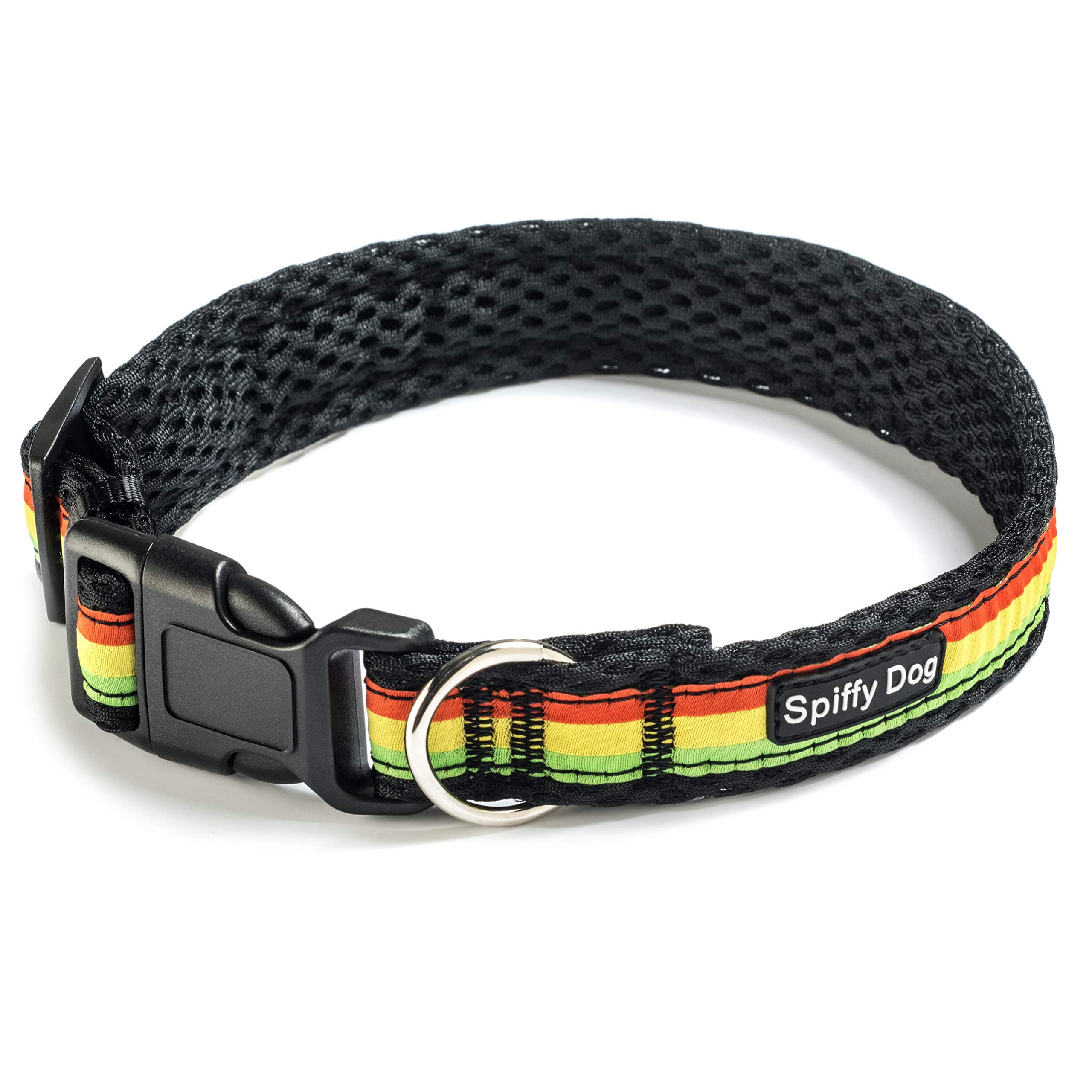Quick Dry Comfortable Air Dog Collar(Black Rasta)(Large) by Spiffy Dog