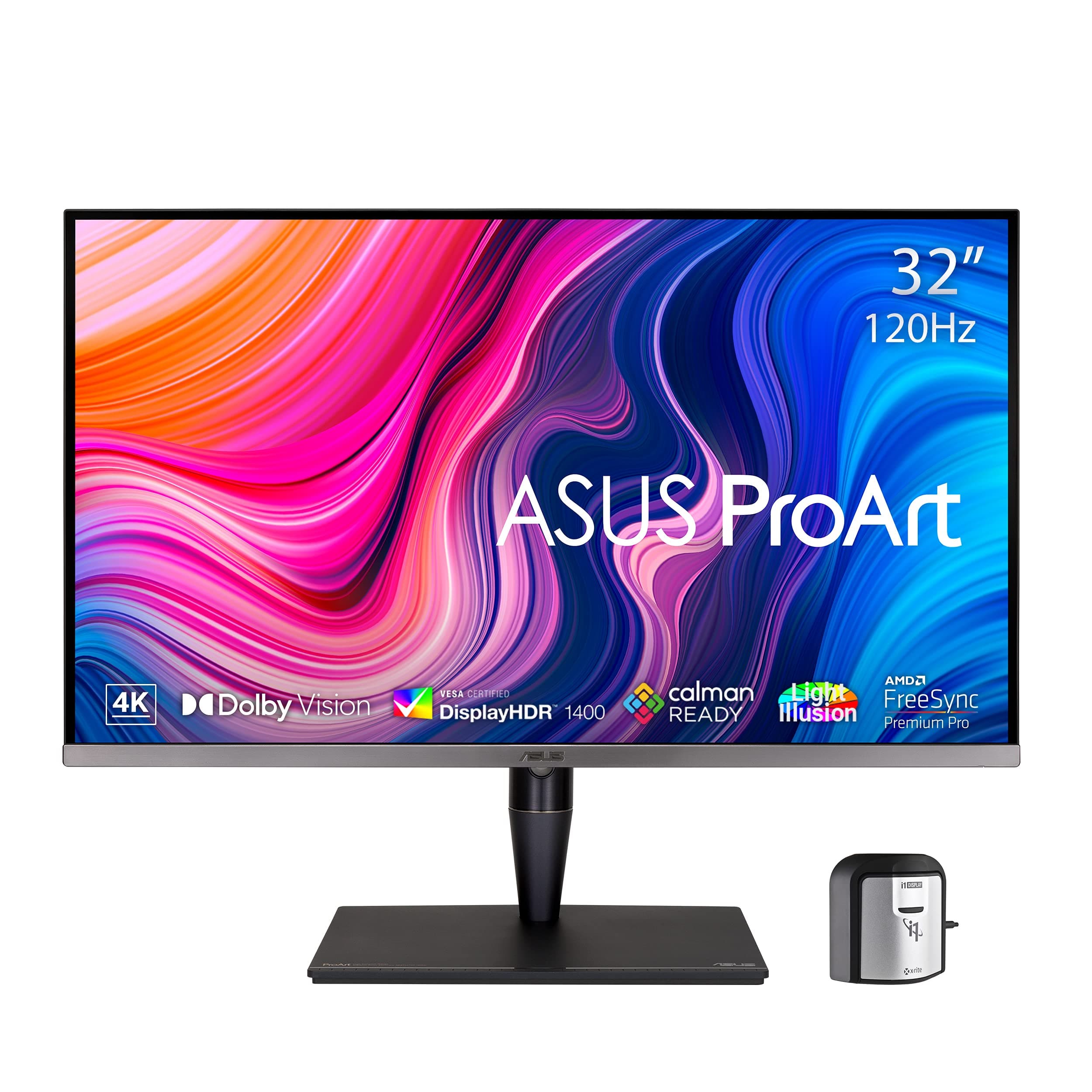 ASUS ProArt Display 32” 4K HDR Professional Monitor (PA32UCG-K) - UHD (3840 x 2160), Mini-LED IPS, Dolby Vision, 1600nits, 120Hz, 10-bit, 98% DCI-P3, Calman Ready, Thunderbolt 3, HDMI2.1, w/Calibrator