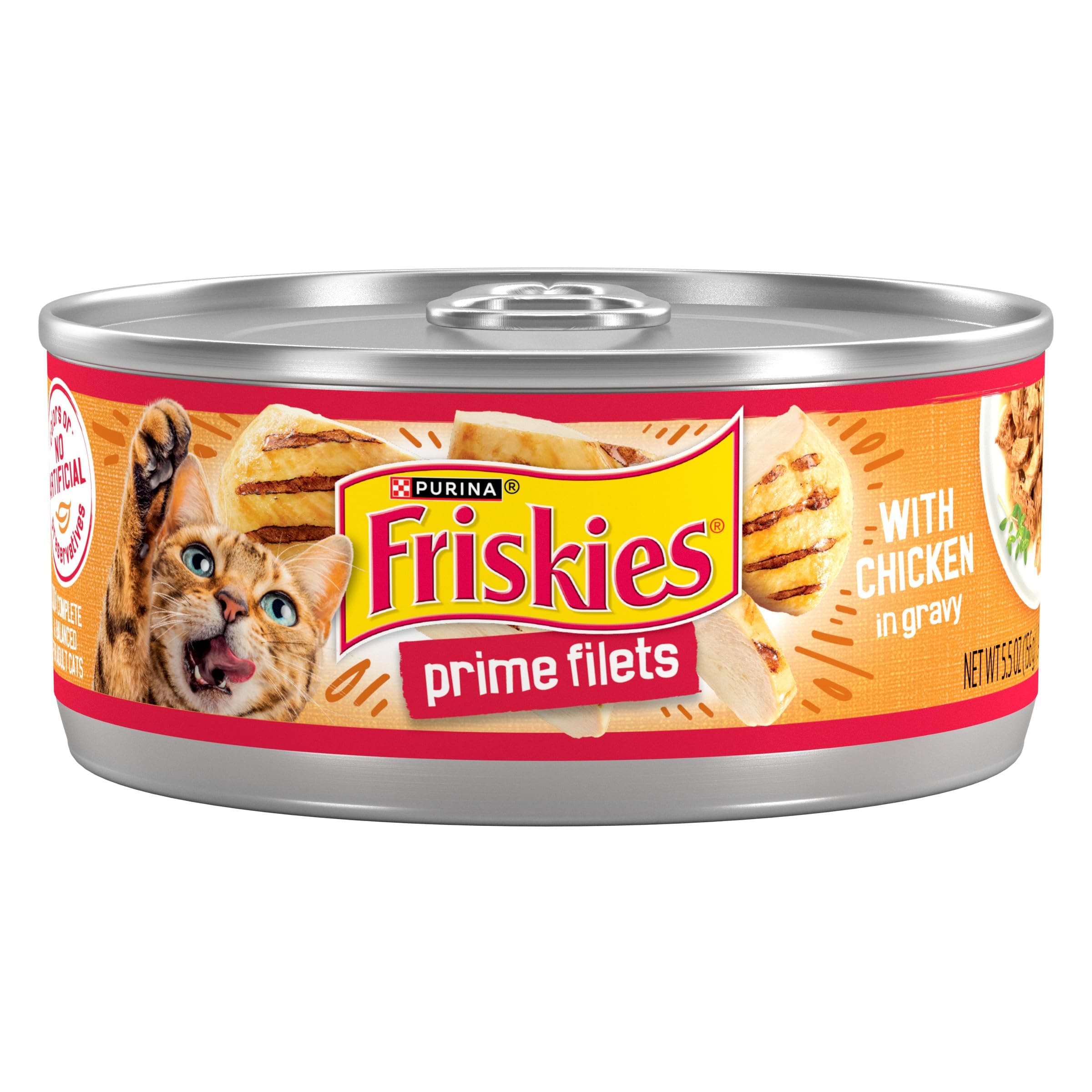 FRISKIES Cat Food Prime Filet with Chicken in Gravy, 5.5-Ounce Cans (Pack of 24),All Life Stages