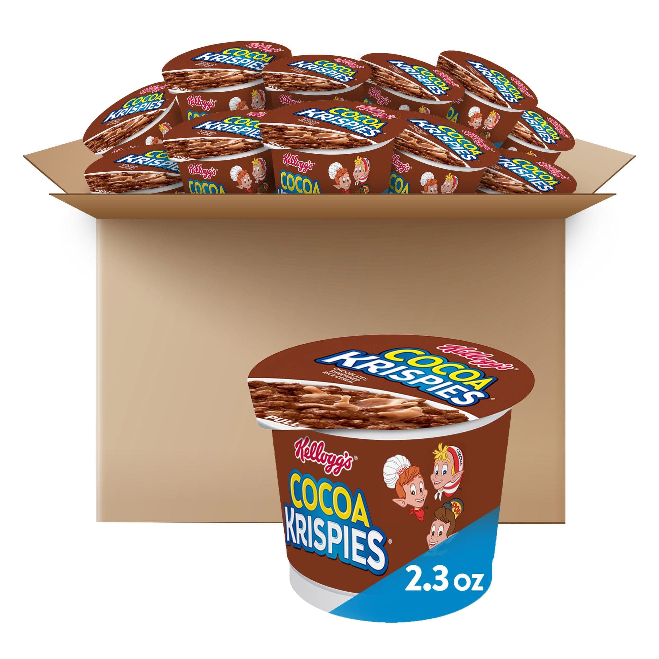 Kellogg's Cocoa Krispies Cold Breakfast Cereal Cups, Kids Snacks, Cereal Cups to Go (12 Cups)