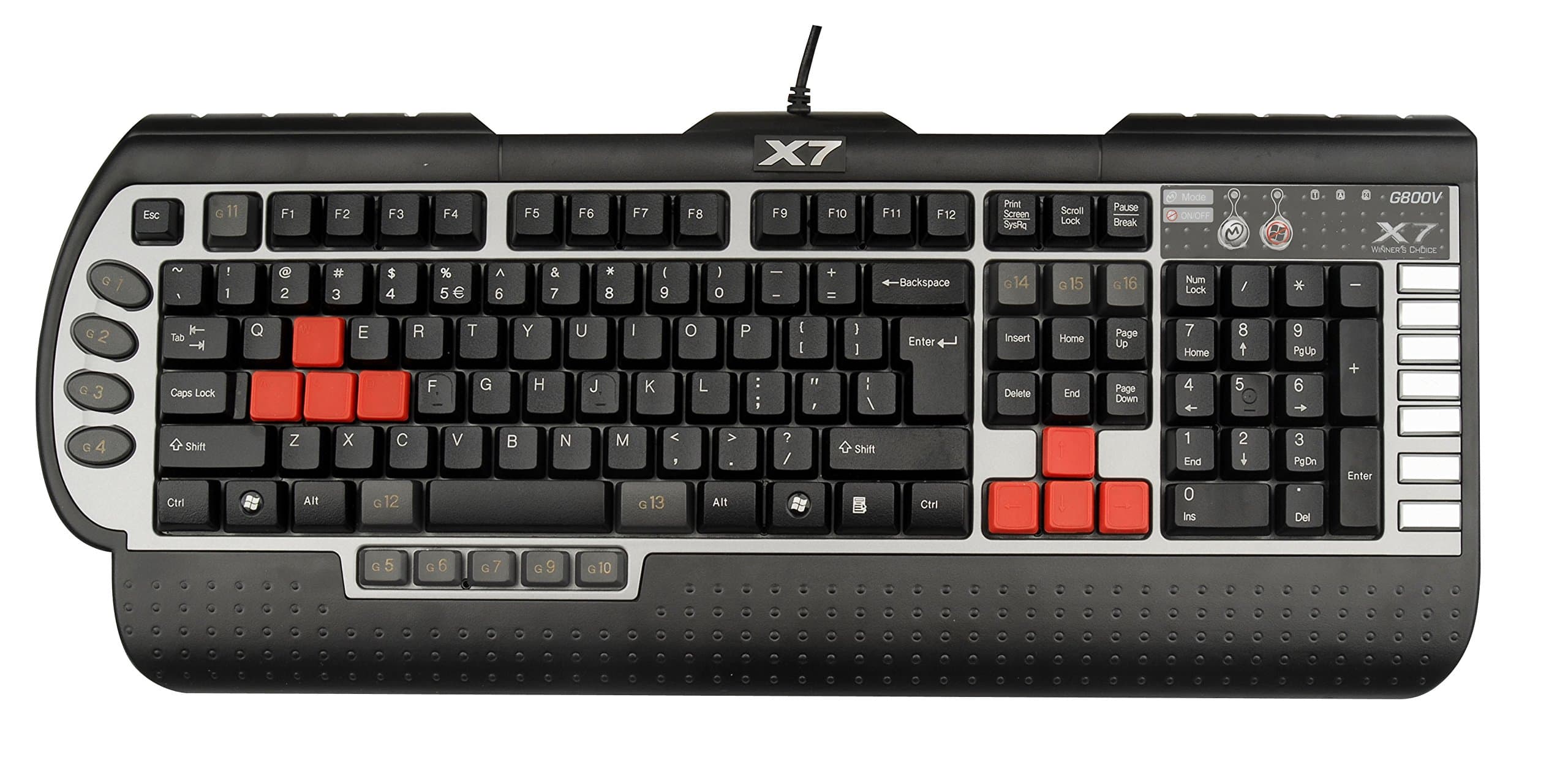A4tech G800V Anti-Ghosting 8-Key Rollover USB PC Gaming Keyboard with Wide Palm Rest