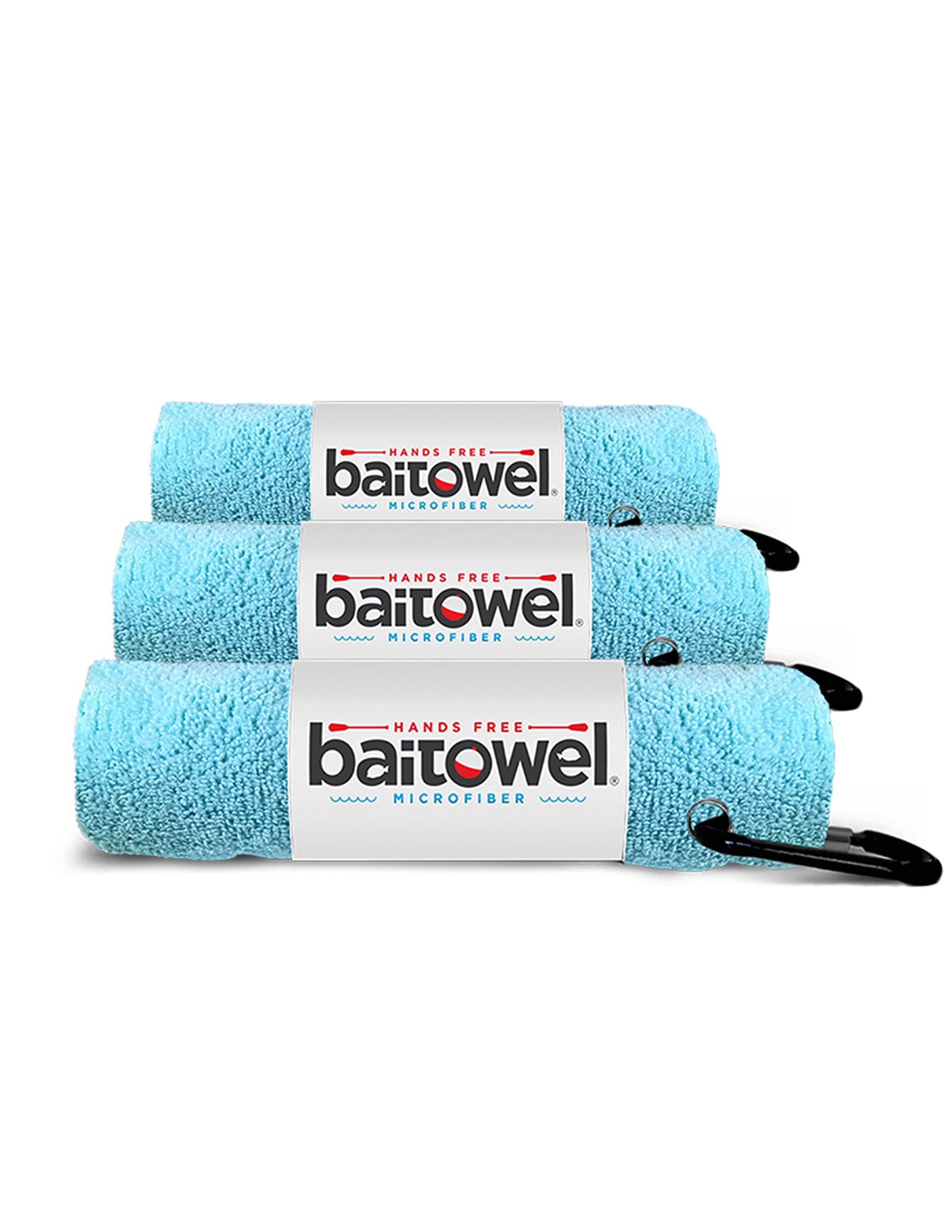 Bait Towel 3 Pack Fishing Towels with Clip, Plush Microfiber nap Fabric, 16x16, The Original Bait Towel Value 3 Pack