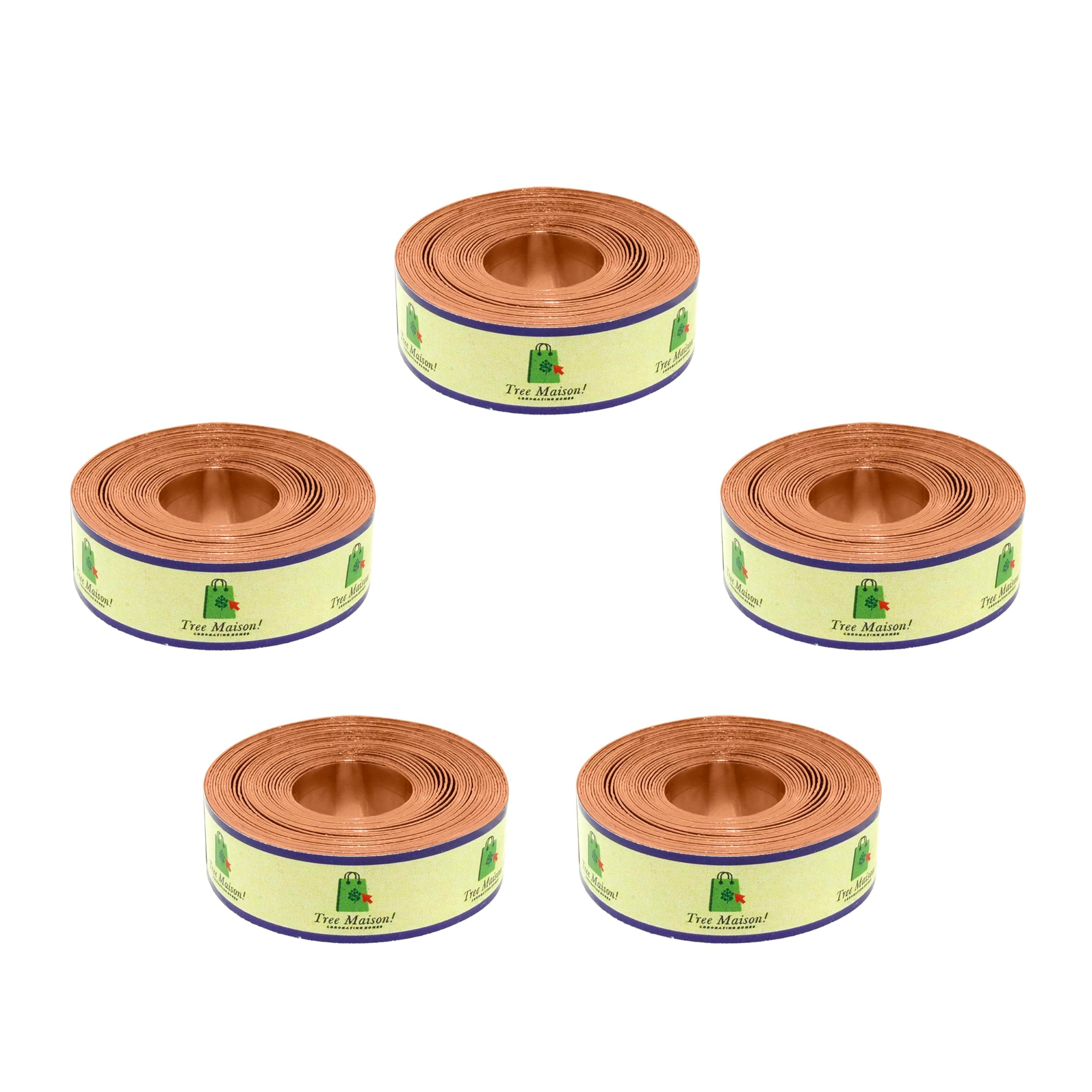 Vastu Copper Strip | Width- 0.5 Inch | Thickness - 0.3mm | Length- 8 Feet Approx | Vastu Strips for Zone Balancing & Toilet Remedies | Main Entrance | Copper Strip for Vastu | Pack of 5