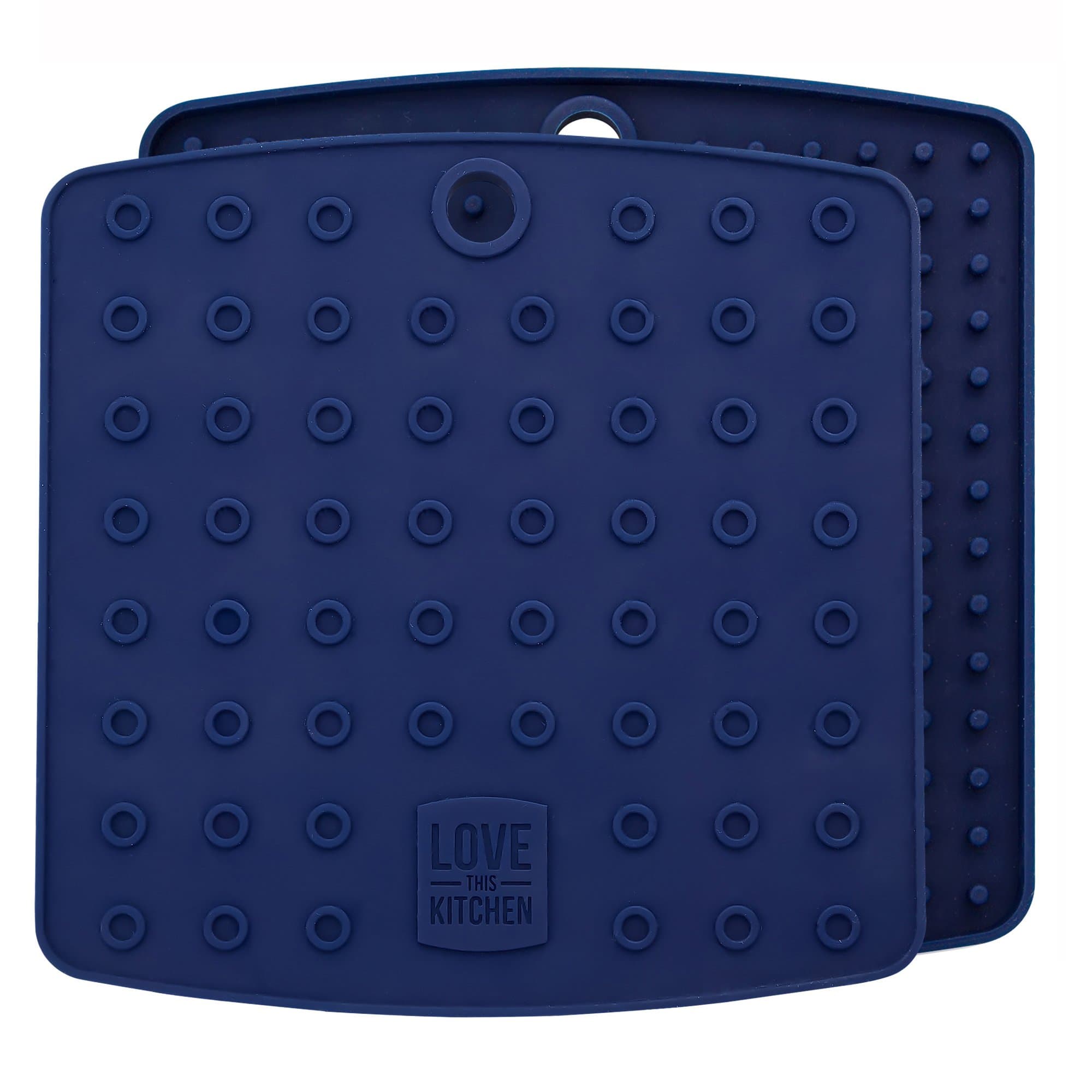 Silicone Trivet/Hot Pads for Hot Dishes - Easy to Clean Pot Holder for Kitchen - Durable, Flexible, & Multi-Purpose Mat That Helps Protect Countertops (7x7 in, Blue, 1 Pair)