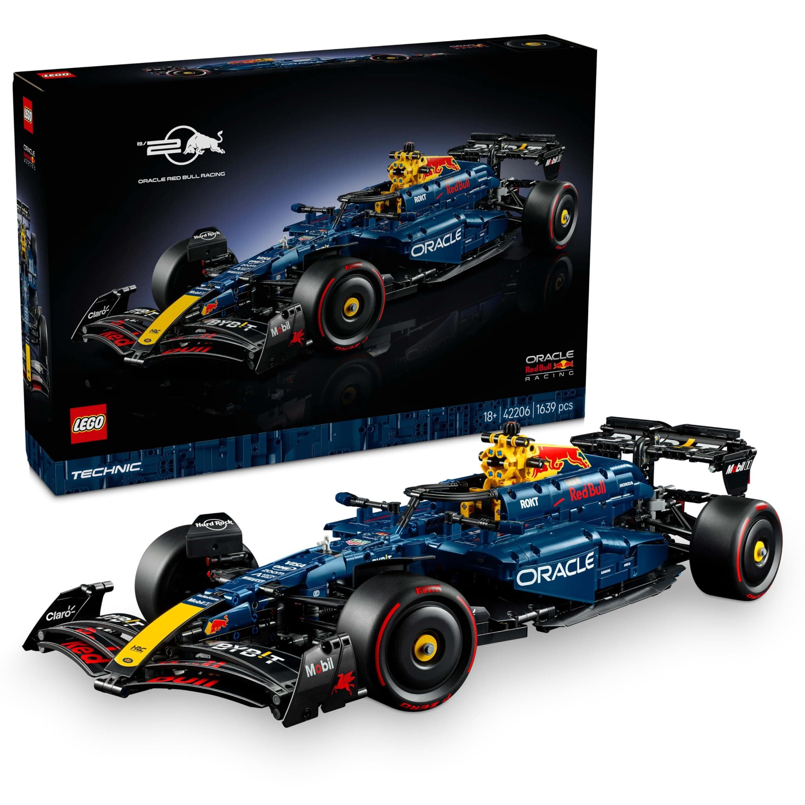 Technic Oracle Red Bull Racing RB20 F1 Car Model Kit - Collectible Formula 1 Building Set with 1:8 Scale V6 Engine, Gear Box, Steering & DRS - Gift Idea for Adult & Teenage Racing Fans - 42206