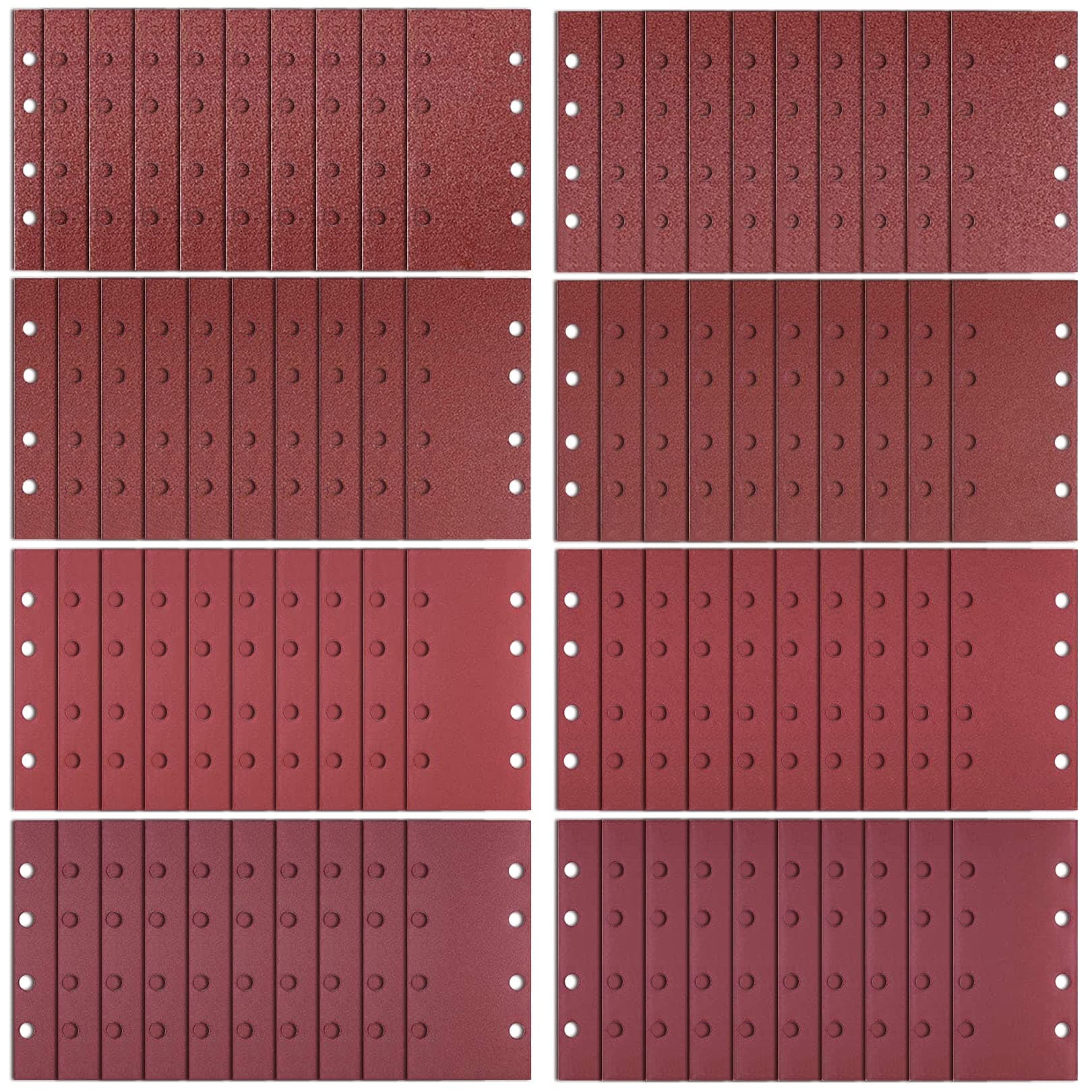 80 Pieces Sanding Sheets,93 x 185 mm Sander Paper Hook and Loop Sanding Sheets with 8 Holes,Sandpaper for Electric Sander Assorted 40/60/80/120/180/240/320/400 Grits Sanding Pads for Bosch Sander