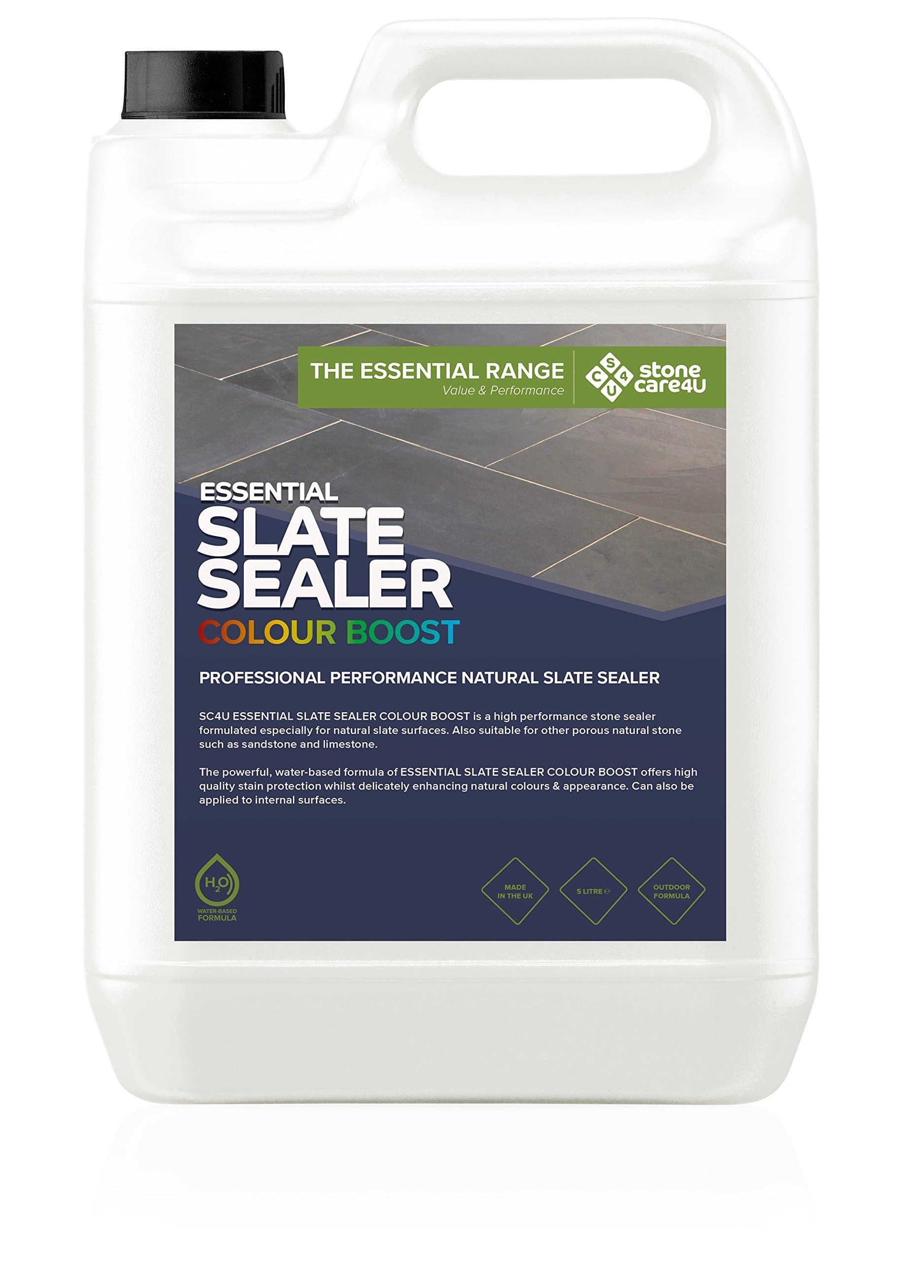 Stonecare4u - Essential Slate Sealer 'Colour Boost' - High Performance, Colour Enhancing Slate Tile, Floor & Patio Sealer, Easy to Apply, Eco Friendly Sealer (5 Litre)