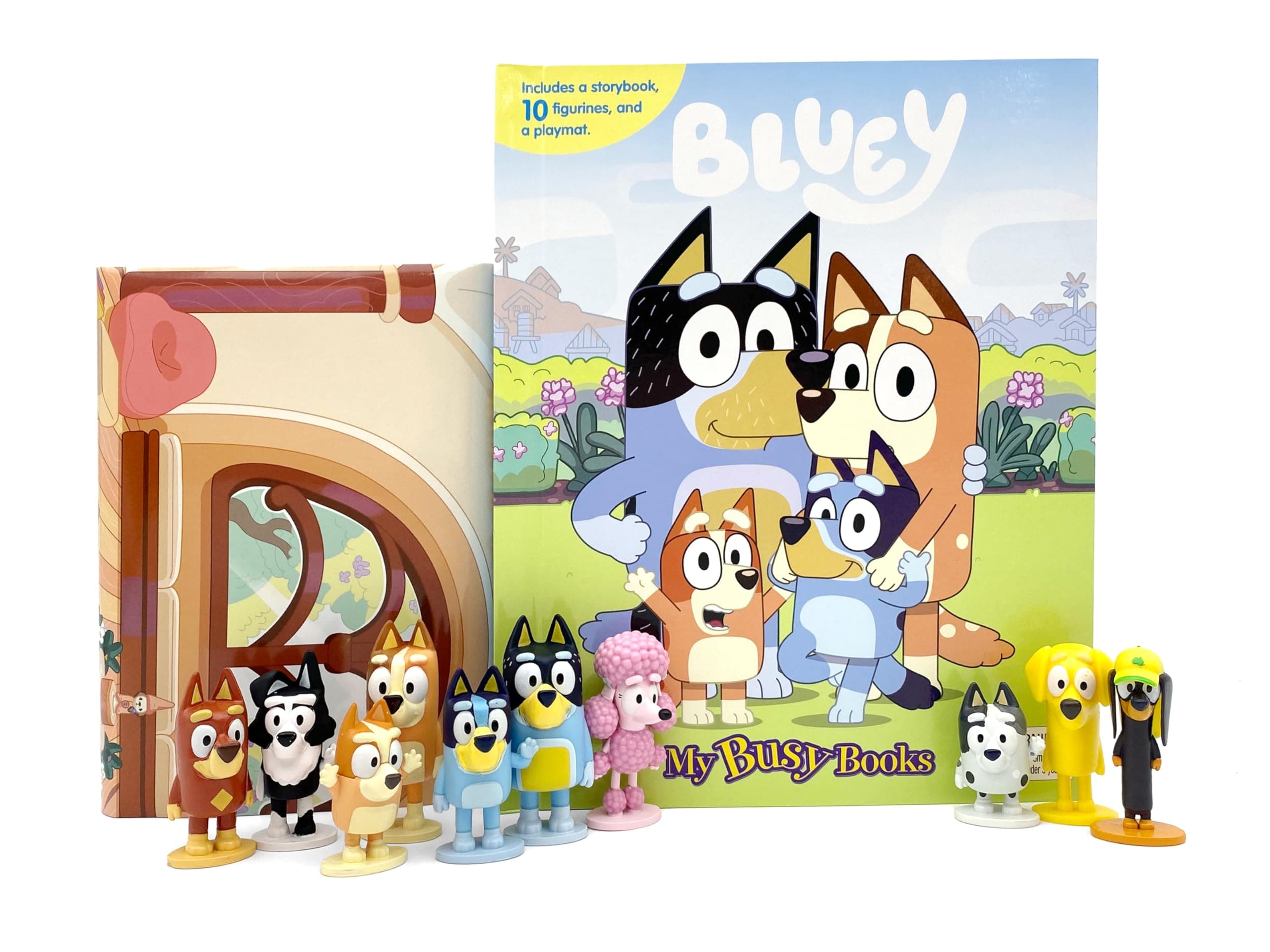 Bluey My Busy Books - Storybook, 10 figurines, playmat