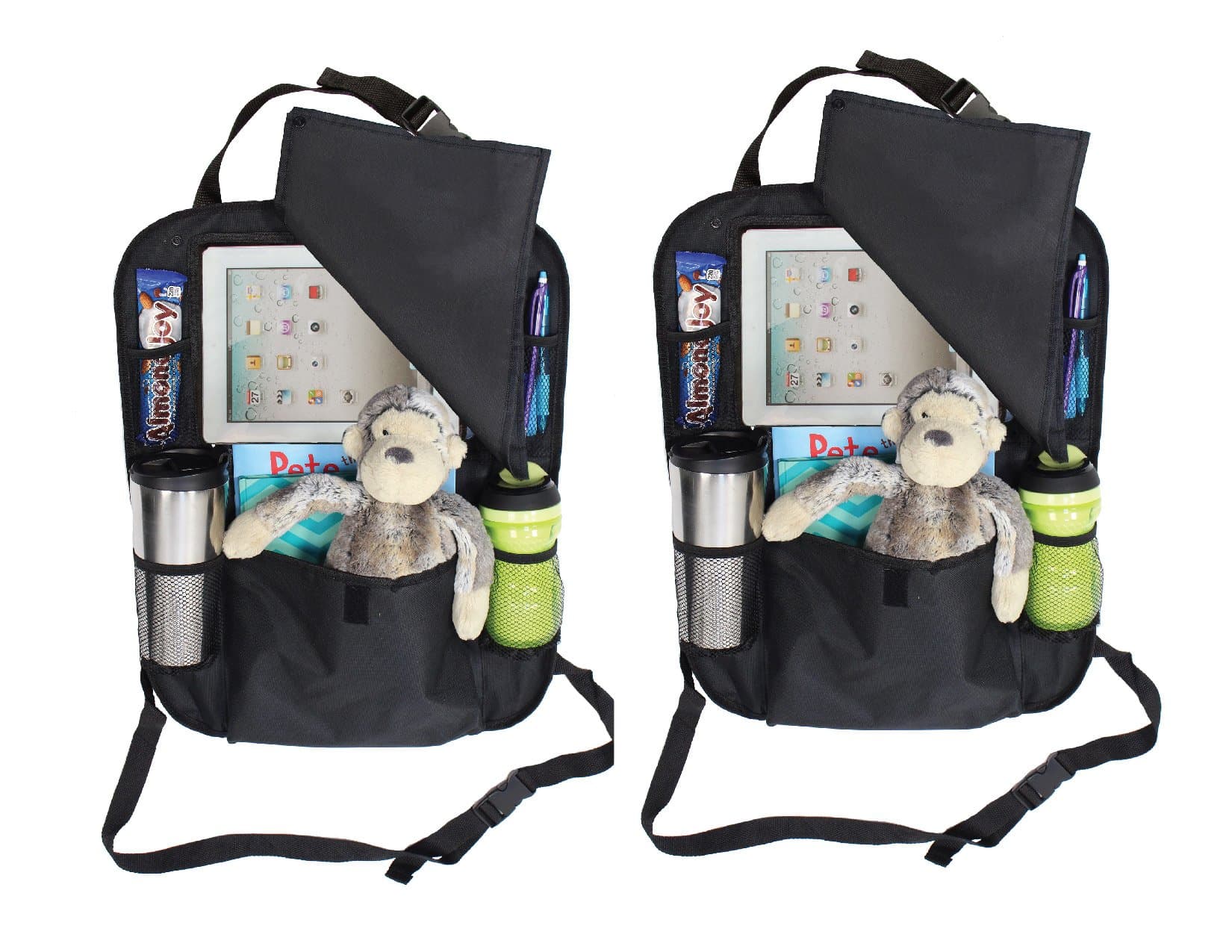 Back of Seat Car Organizer with Touch Screen iPad and Tablet Holder - Stylish, Durable and (1 Pack (2 pack, blue)