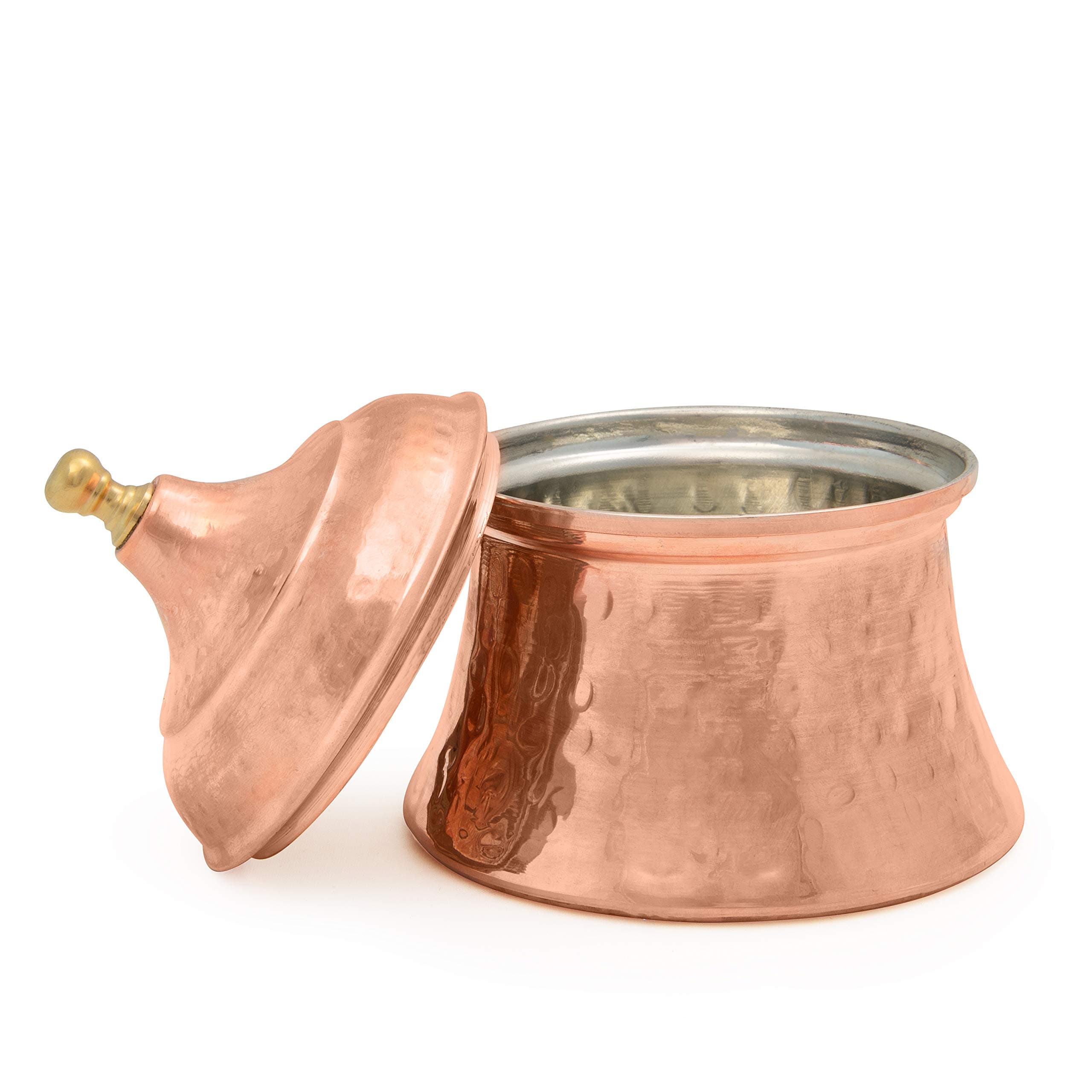 Copper Bowl with Lid, for Sugar Coffee Candy Chocolate Pepper Spices Tea, holds 11 fl oz, Handmade by Mandalina Magic