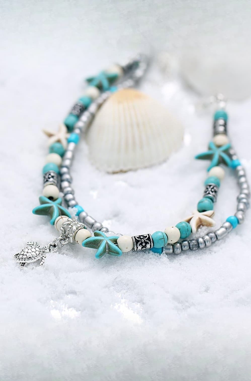 Jewellery Shell Starfish Beads Charms Stylish Chain Anklet for Women and Girls