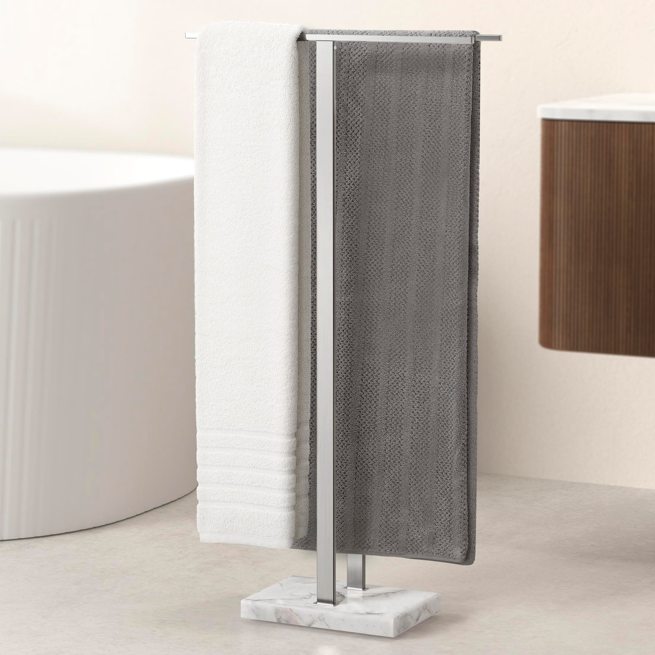 KES Free Standing Towel Rail for Bathroom, Taller Version Towel Rack Towel Holder with Marble Base Towel Stands SUS304 Stainless Steel Brushed Finish, BTH229-2
