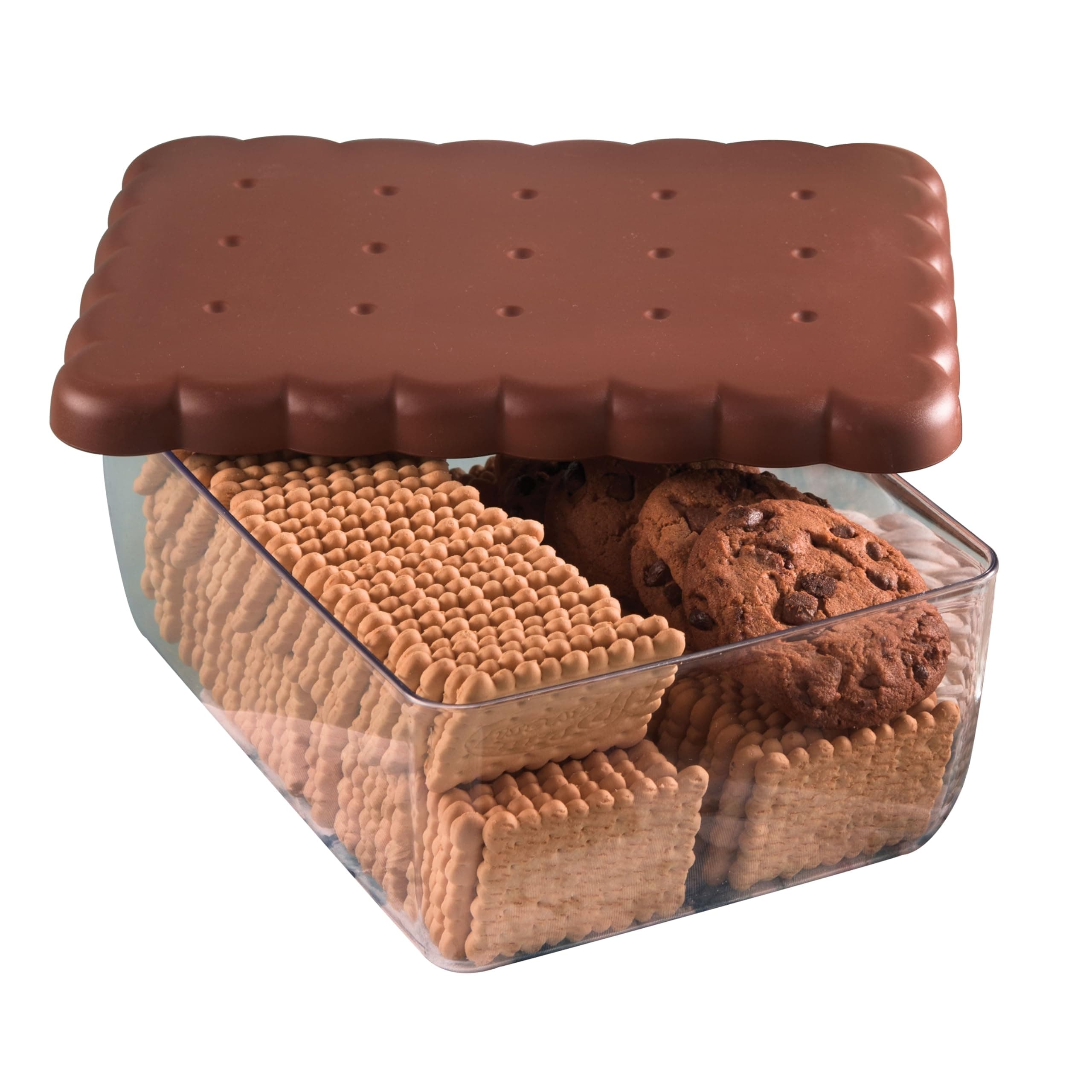 Snips 077120 Rectangular Biscuit Saver, Brown/Clear, Plastic
