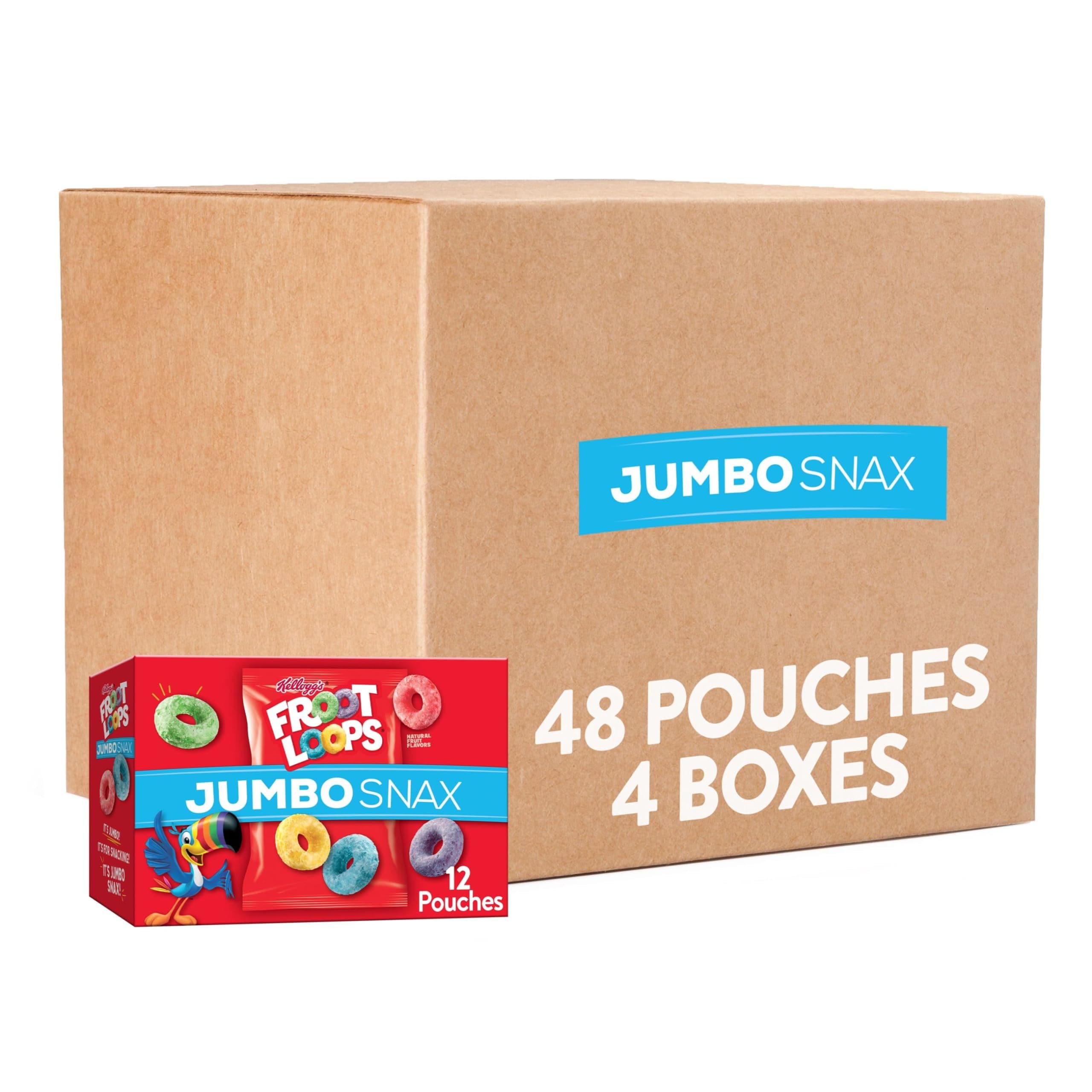 Kellogg's Froot Loops Jumbo Snax, Cereal Snacks, Original, On the Go, 12