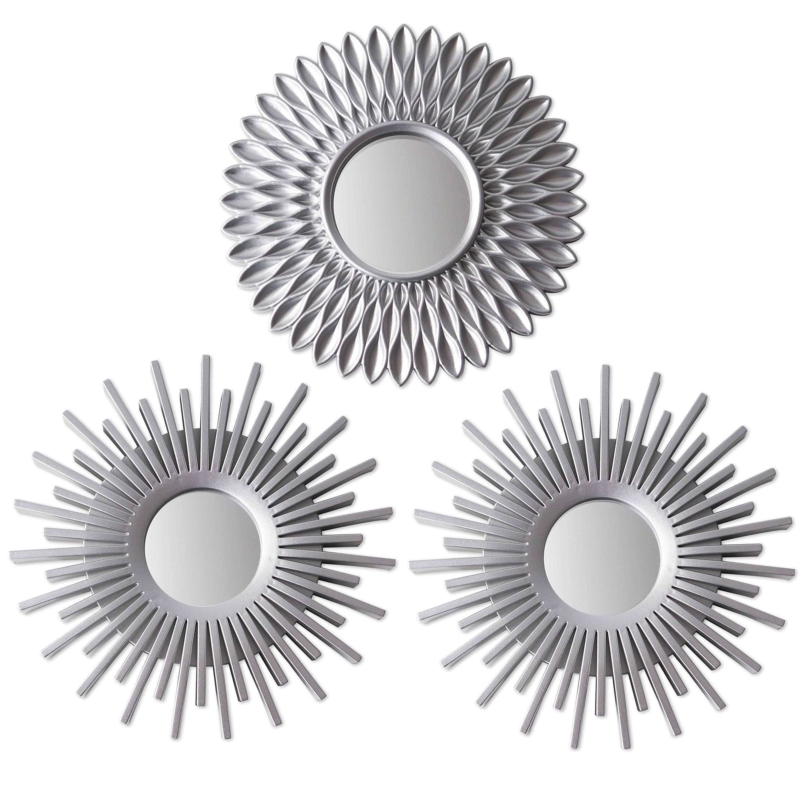 BONNYCO Wall Mirrors Pack of 3 Round Silver Mirrors for Home Decor, Bedroom and Room. Espejos Decorativos de Pared Sala Dormitorio, Circle Wall Decor Minimalist Vintage, Chic. Gifts for Women Mums