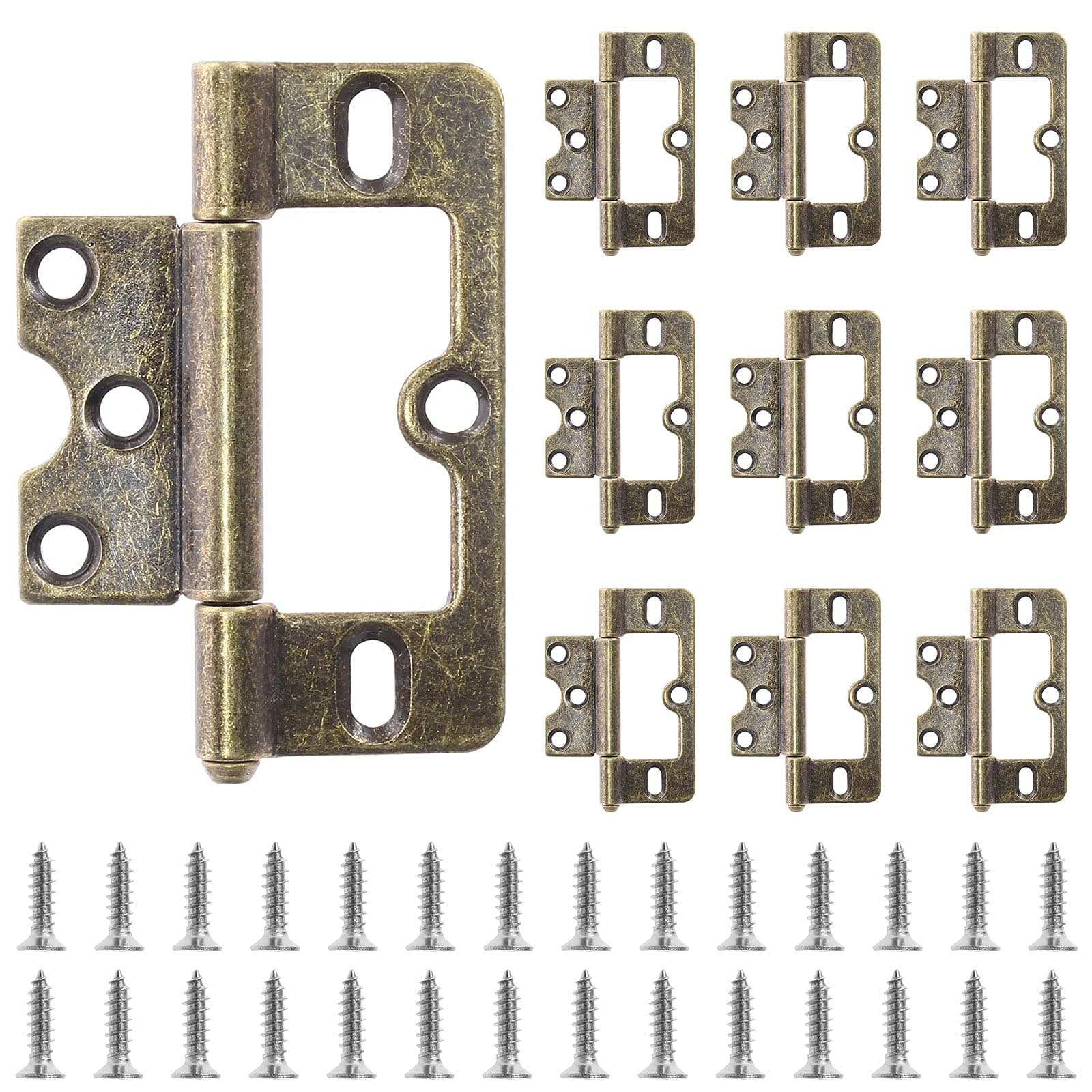 Yoohey10PCS Non-Mortise Hinge 3" x 1.3" Antique Hinge Flush Hinges, Furniture Cabinet Reproduction Restoration Hardware for Furniture Cabinet Drawer Cupboar Dresser ( Bronze )