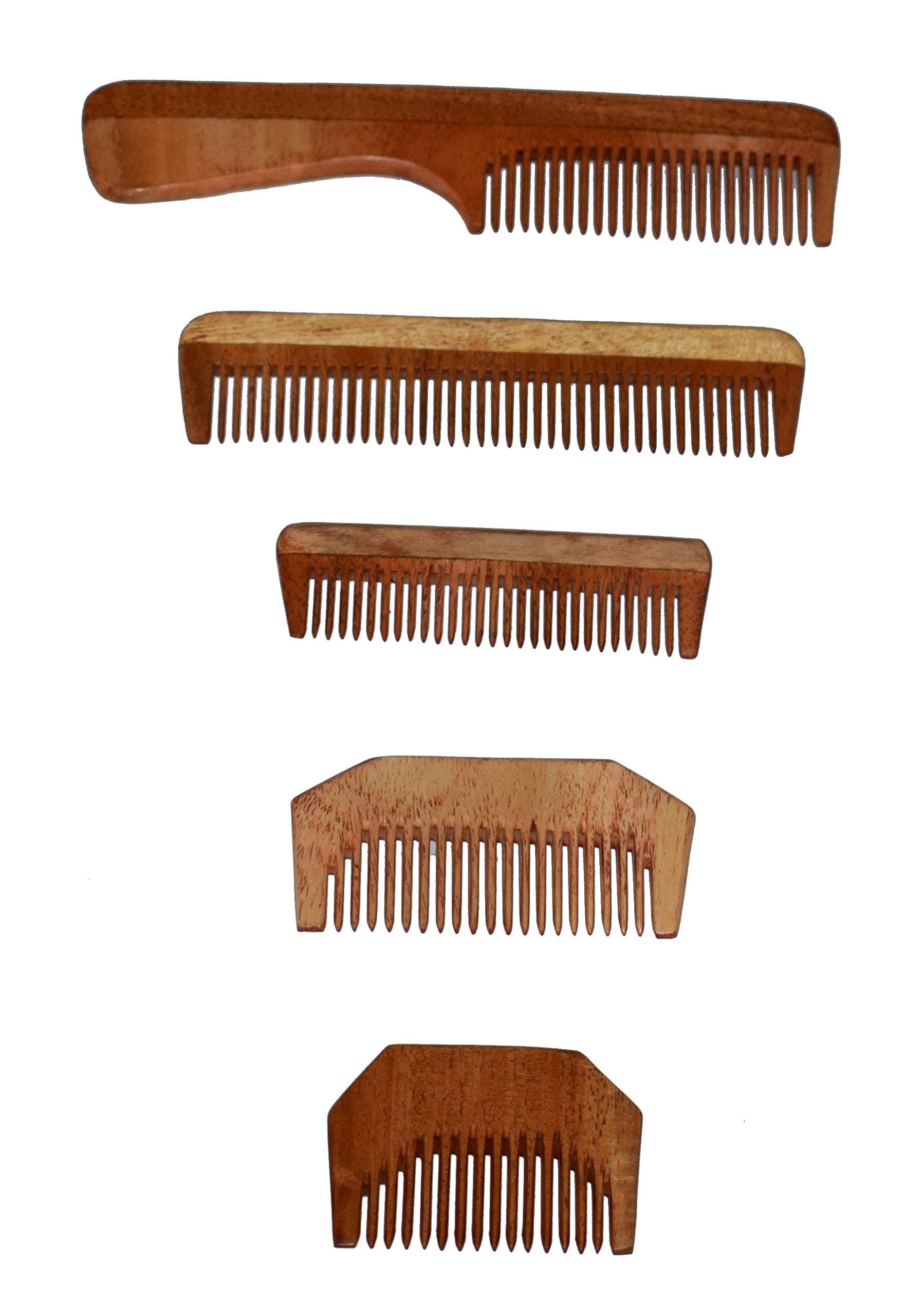 Swatika's Handmade Combo Comb made from Neem (Azadirachta Indica) wood/tree for grooming hair & controlling Dandruff of head, Eco-Friendly, Hair Friendly Natural wooden comb. (Set of 4)