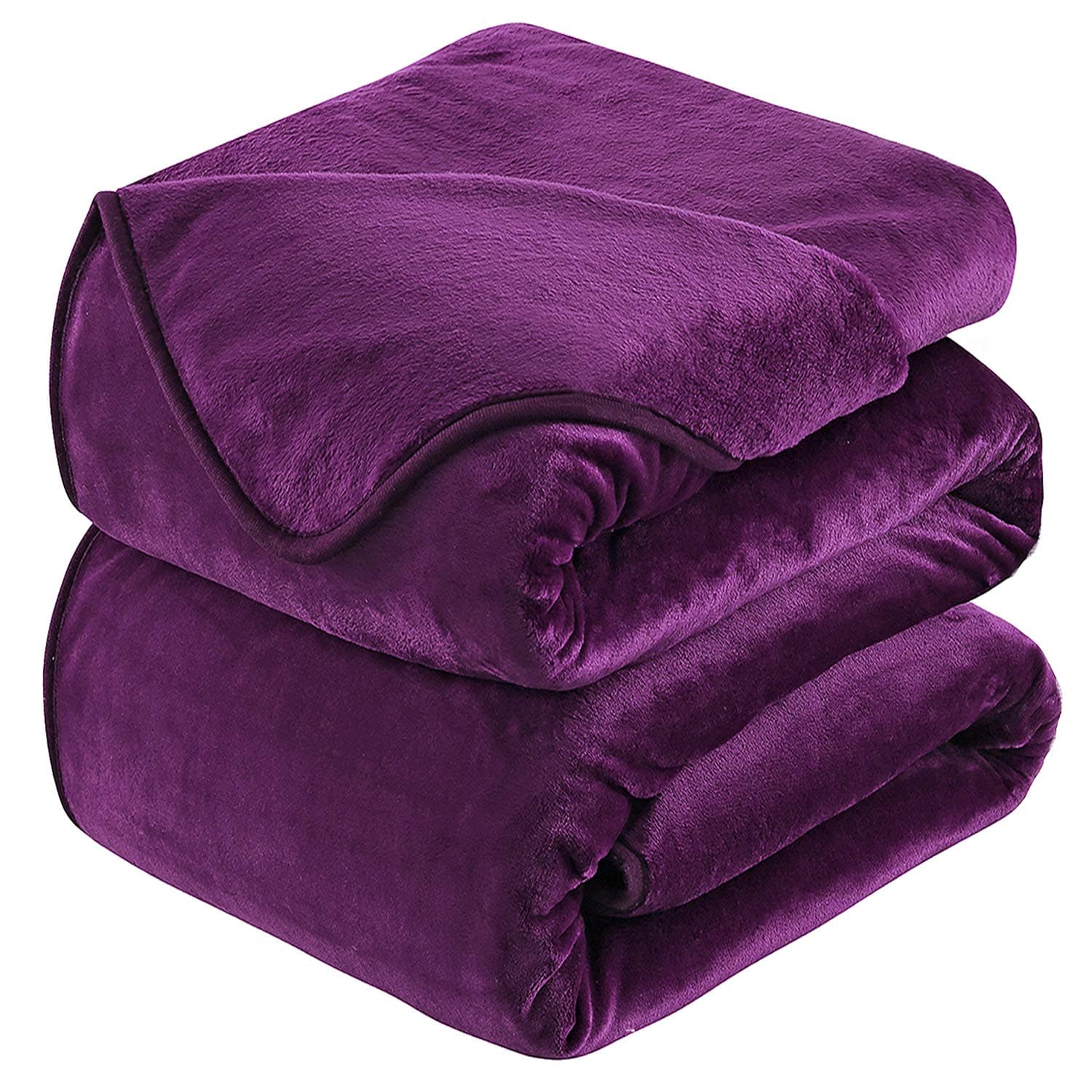 HOZY Soft Blanket Queen Size Fleece Warm Fuzzy Bed Blankets for The Bed Sofa Lightweight 350GSM Purple 90"*90"