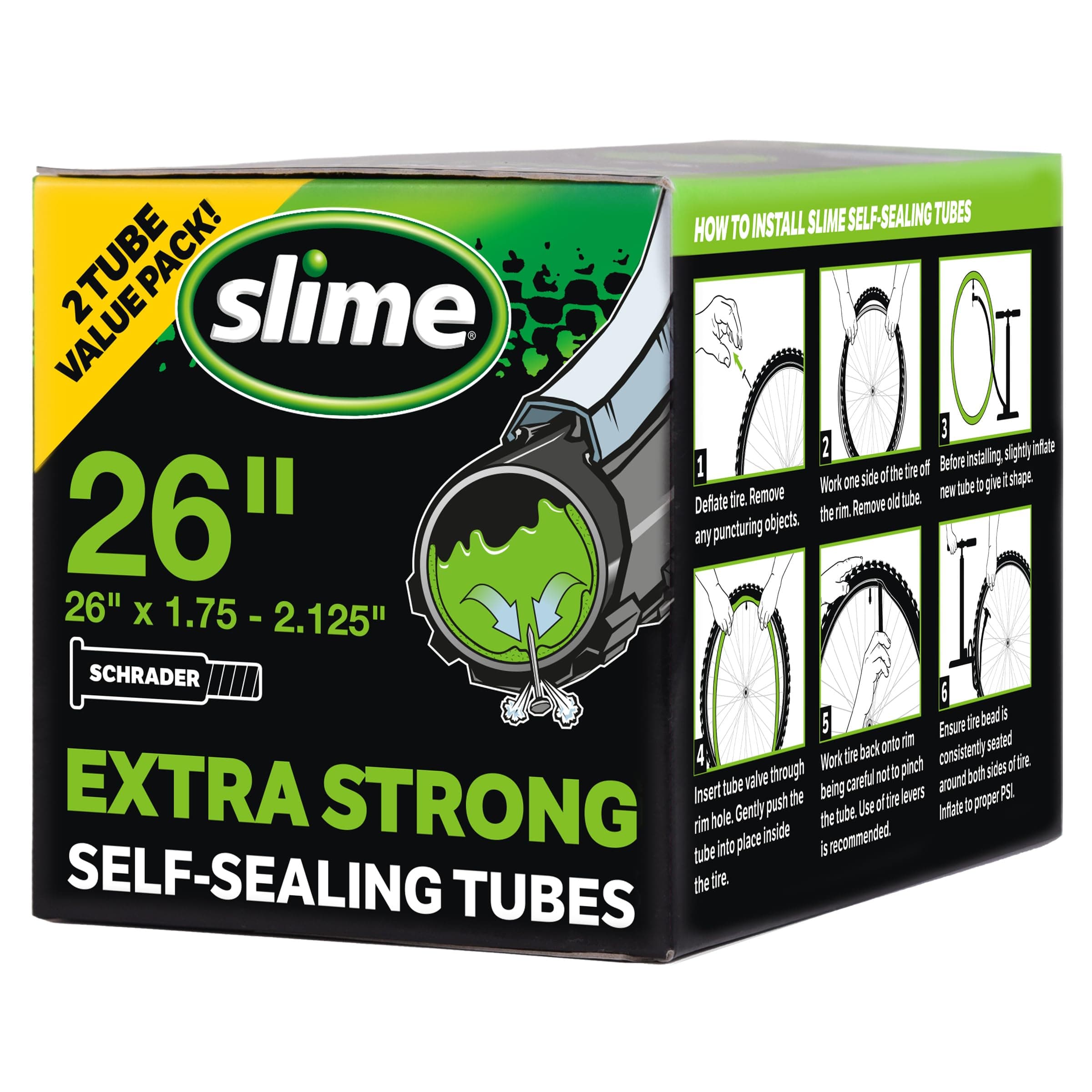 Slime Bike Inner Tube with Slime Puncture Sealant, Self Sealing, Prevent and Repair