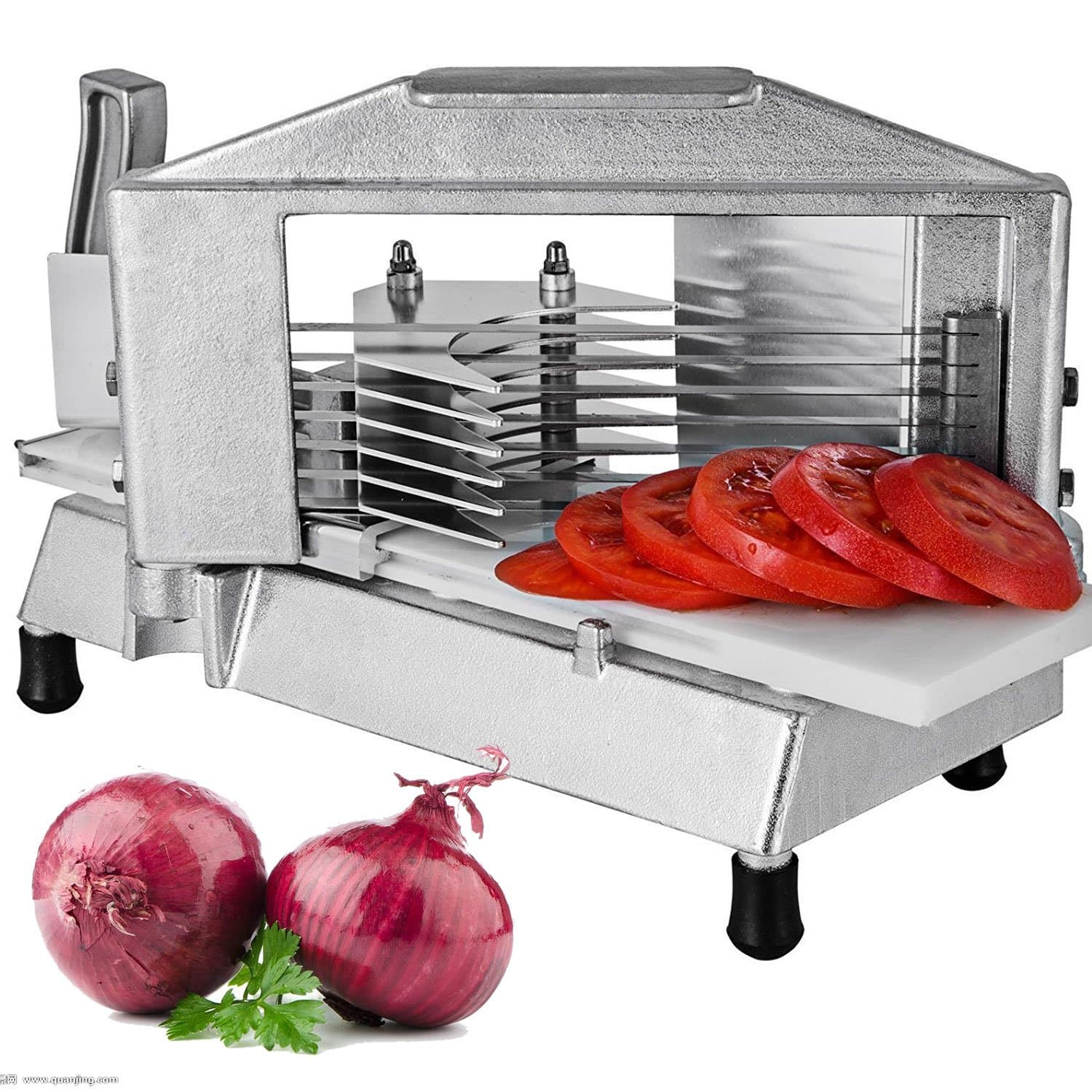 VEVOR Commercial Tomato Slicer 3/16 inch Heavy Duty Tomato Slicer Tomato Cutter with Built-in Cutting Board for Restaurant or Home Use (3/16 inch)