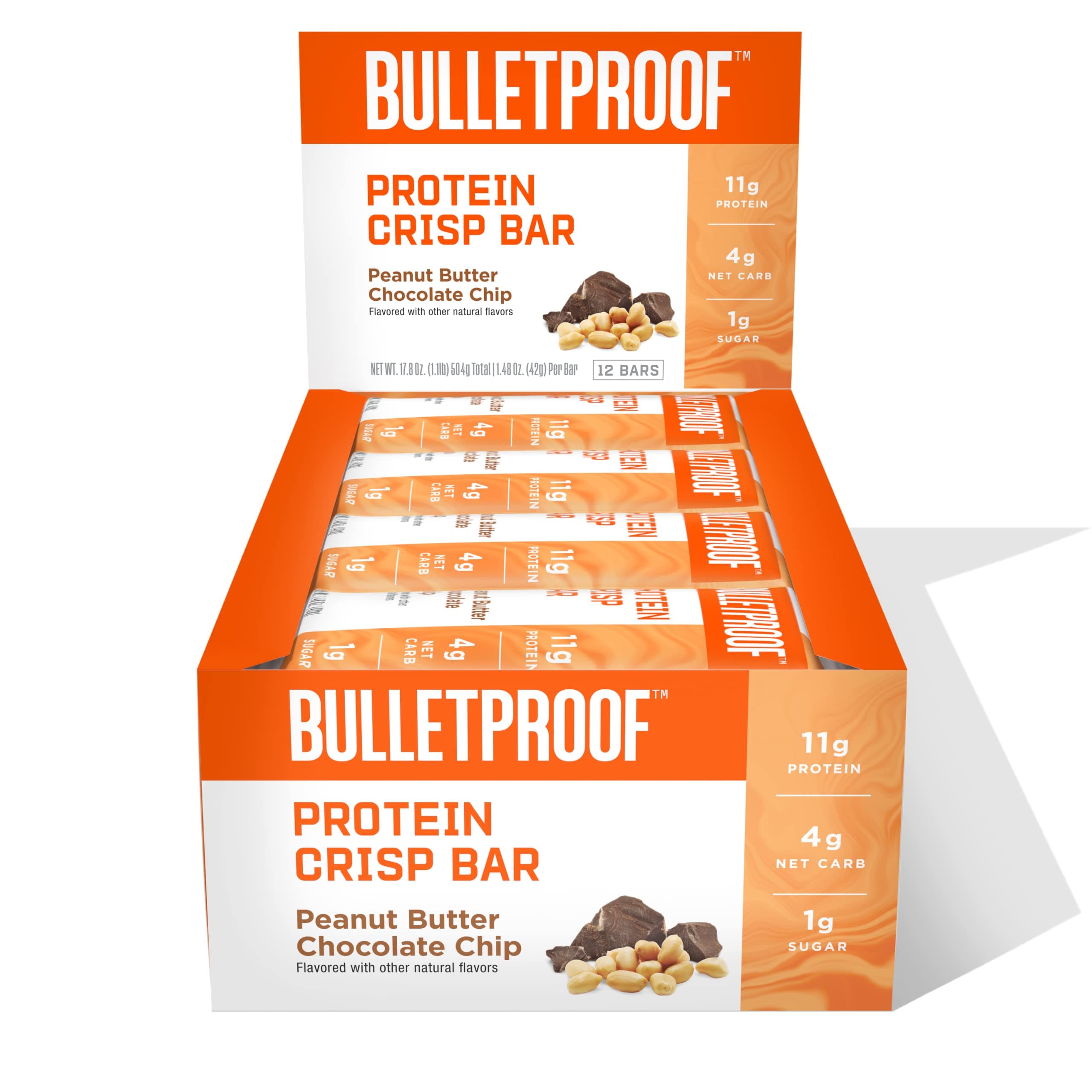 Protein Crisp Bars, Peanut Butter Chocolate Chip, 12 Pack, High Protein, Low Sugar