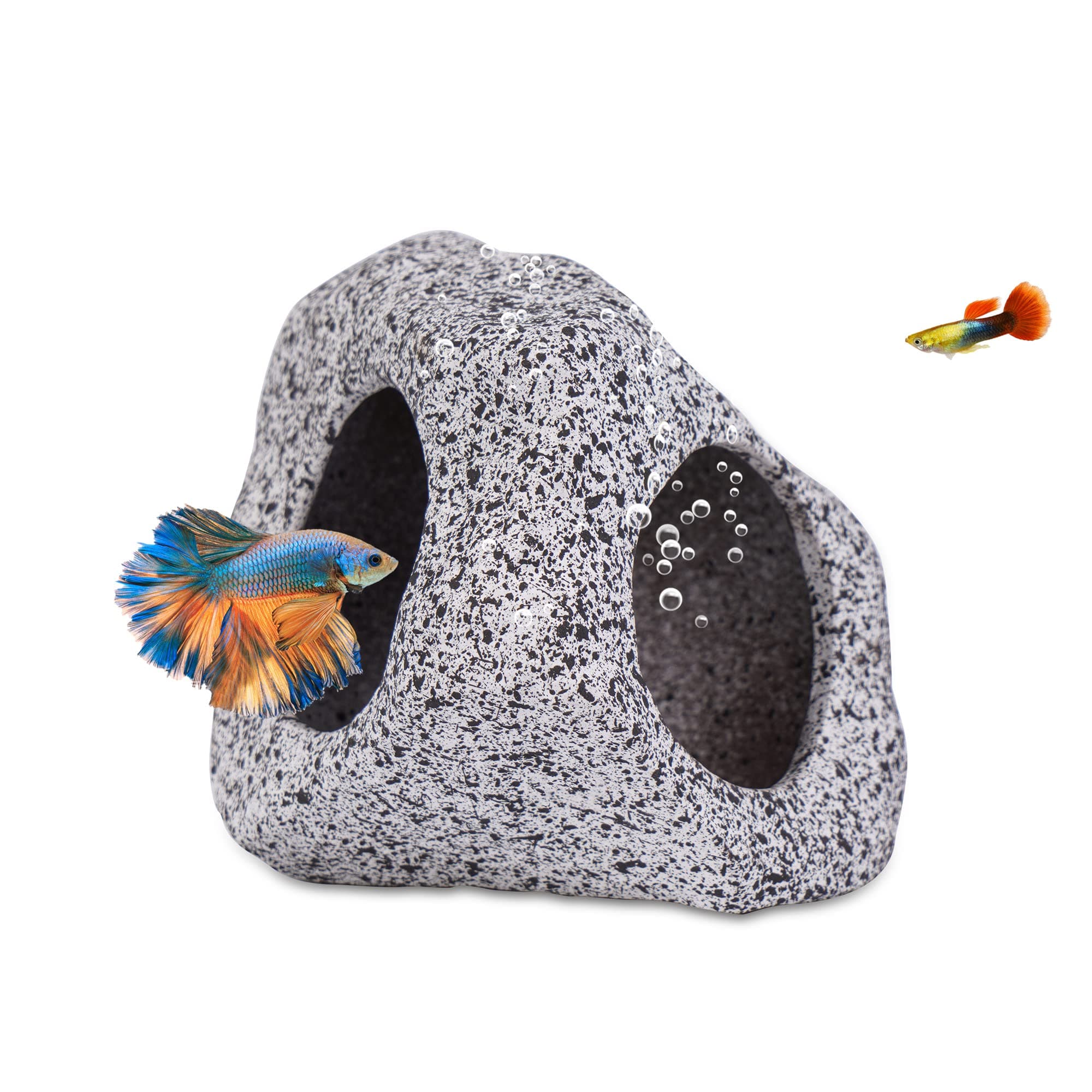 Aquarium Decorations Cave Betta Fish Tank Accessories Rock Cave Decor for Shrimp Cichlid Hiding Breeding Small Fish Bowl Hide Decoration Betta Toys Hideout Stones House(Medium)