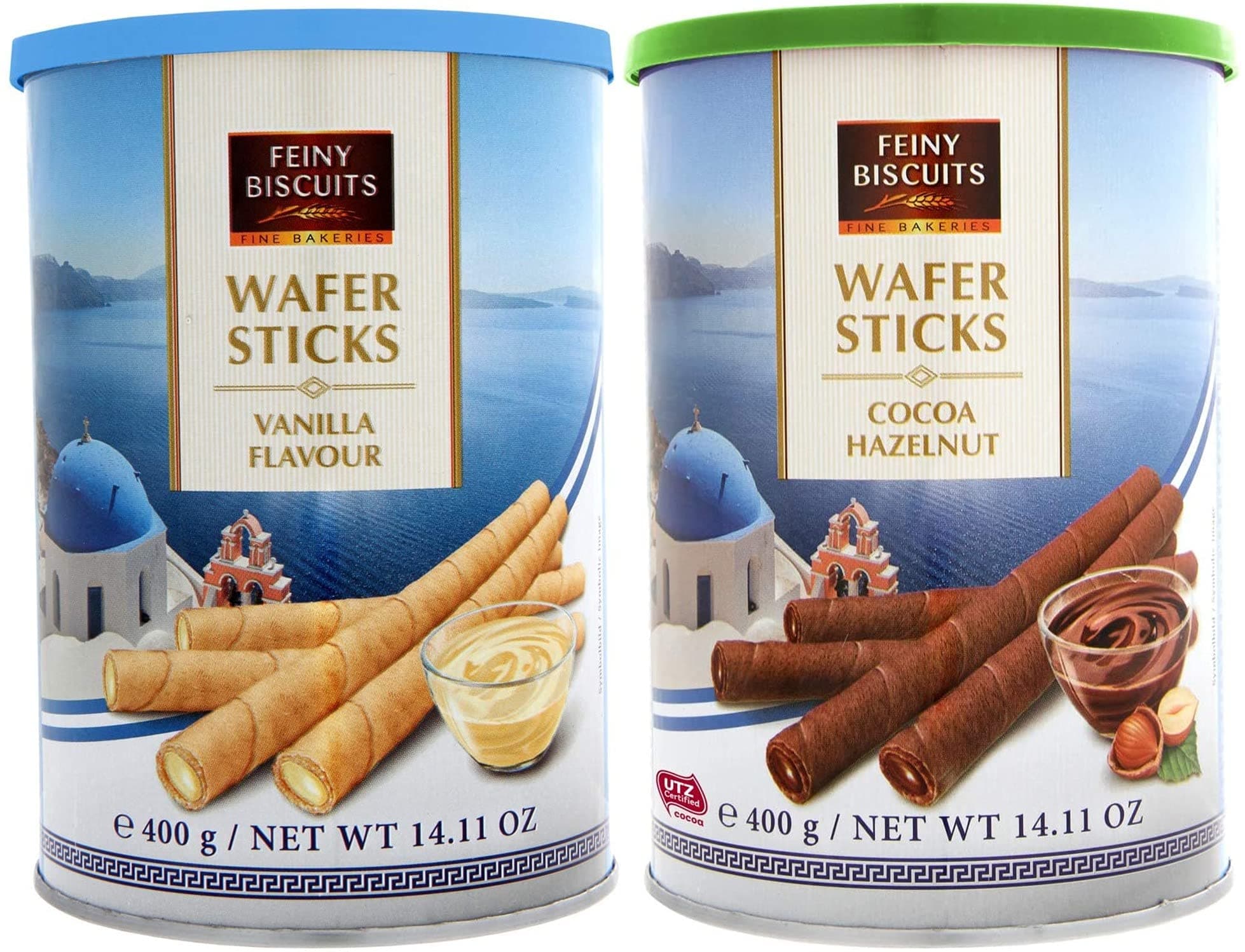 Wafer Rolls Variety Pack - Vanilla Flavoured Cream (400g) & Hazelnut and Cocoa Cream (400g)