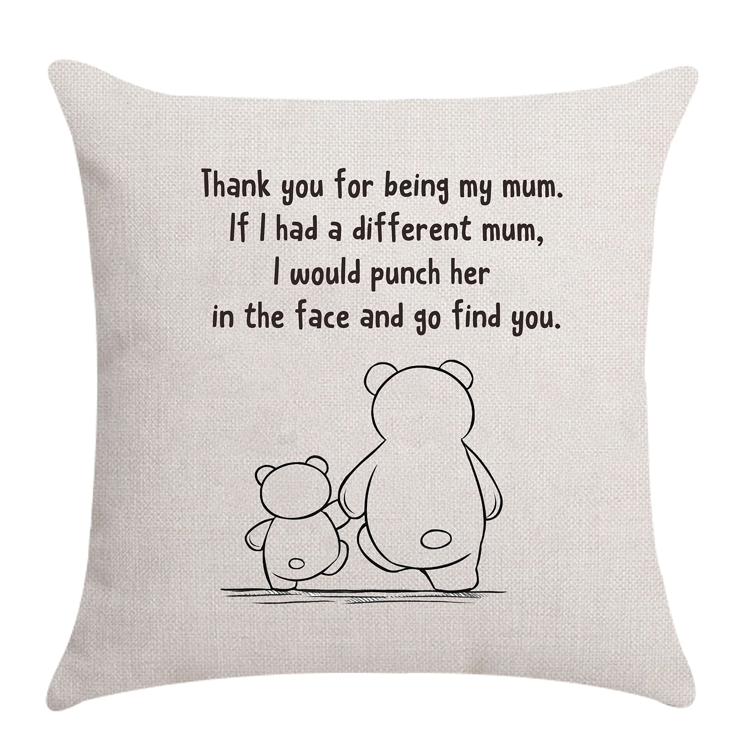 Mum Cushion Cover Throw Pillow - Mummy & Mom Gifts from Daughter & Son (Thank You for Being My Mum)