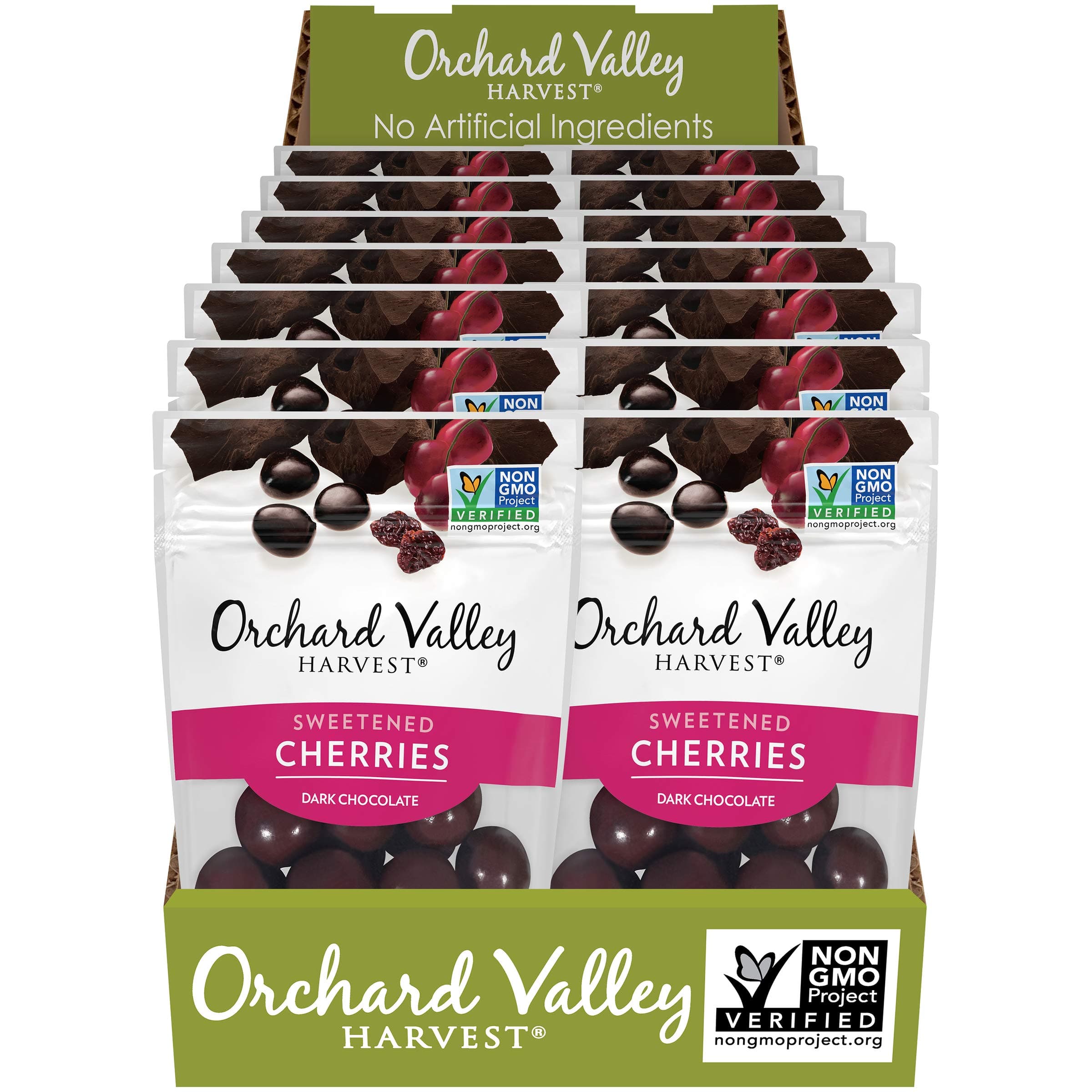 Orchard Valley HarvestDark Chocolate Covered Cherries, 1.9 Ounce Bags (Pack of 14), Gluten Free, Non-GMO, No Artificial Ingredients