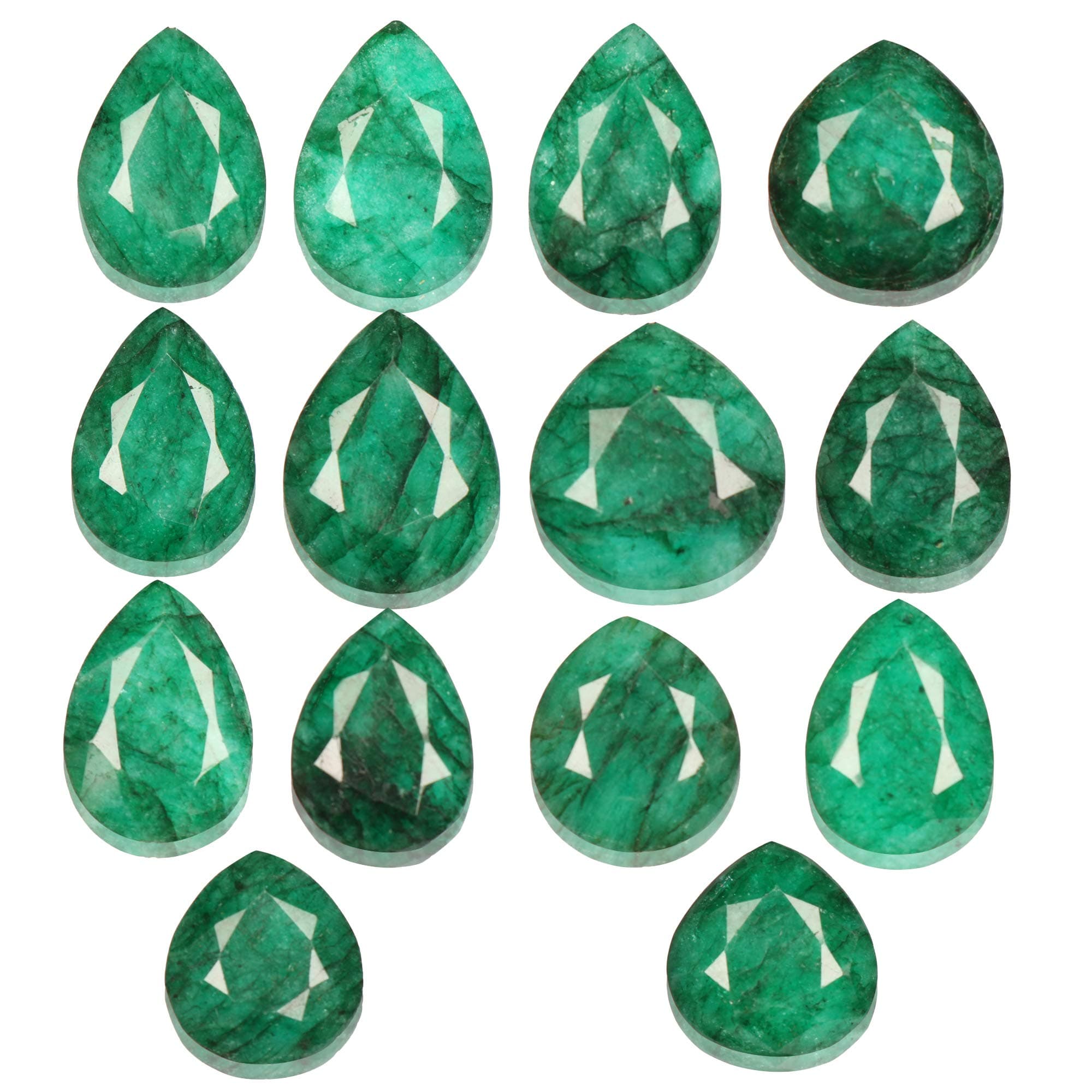 GEMHUB Jewelry Making Gemstone Beads 140.00 Carat. 14 Pcs Natural Green Emerald Gemstone, Pear Cut Emerald Gemstone Lot for Jewelry