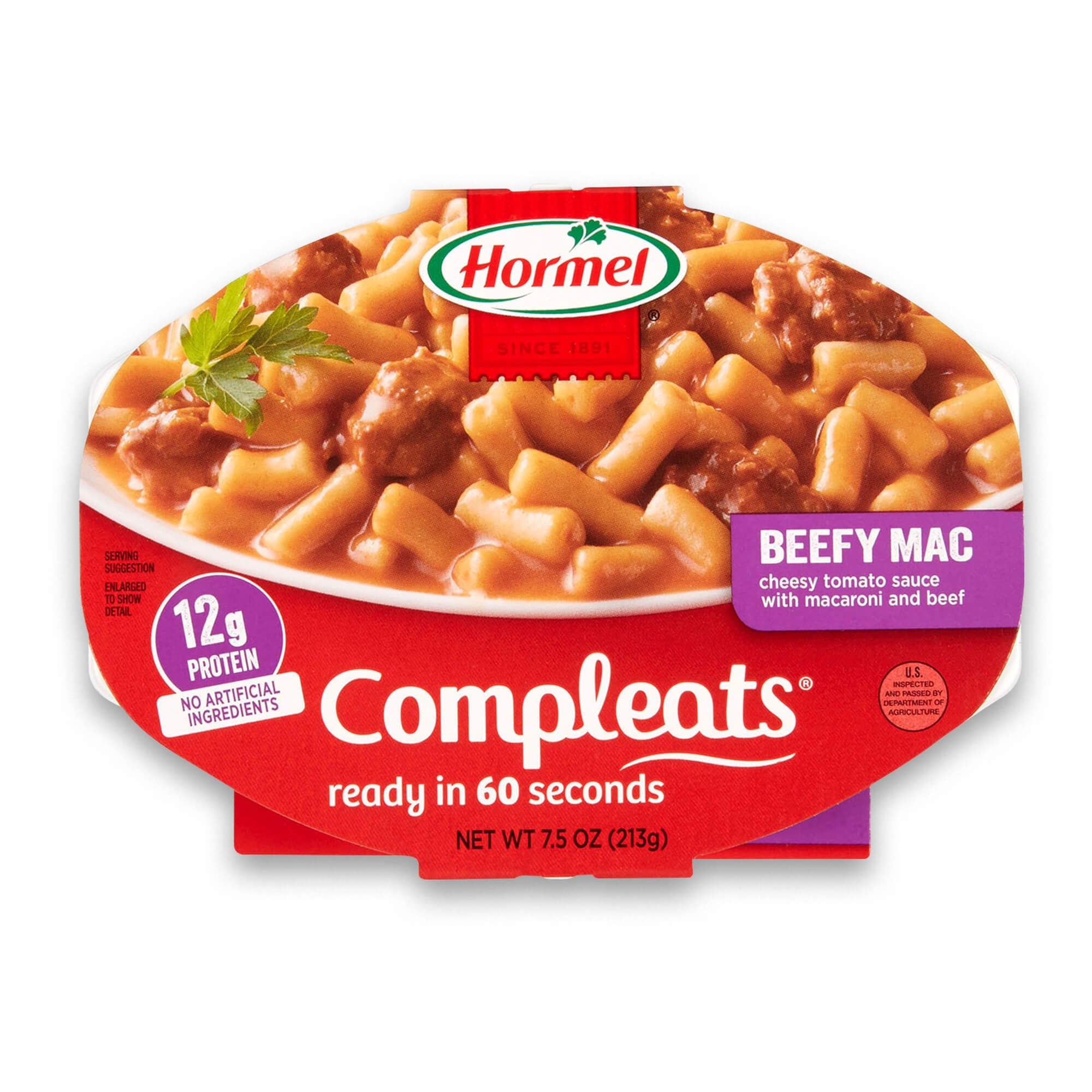 HORMEL COMPLEATS Beefy Mac & Cheese Microwave Tray, 7.5 Ounces (Pack of 7)