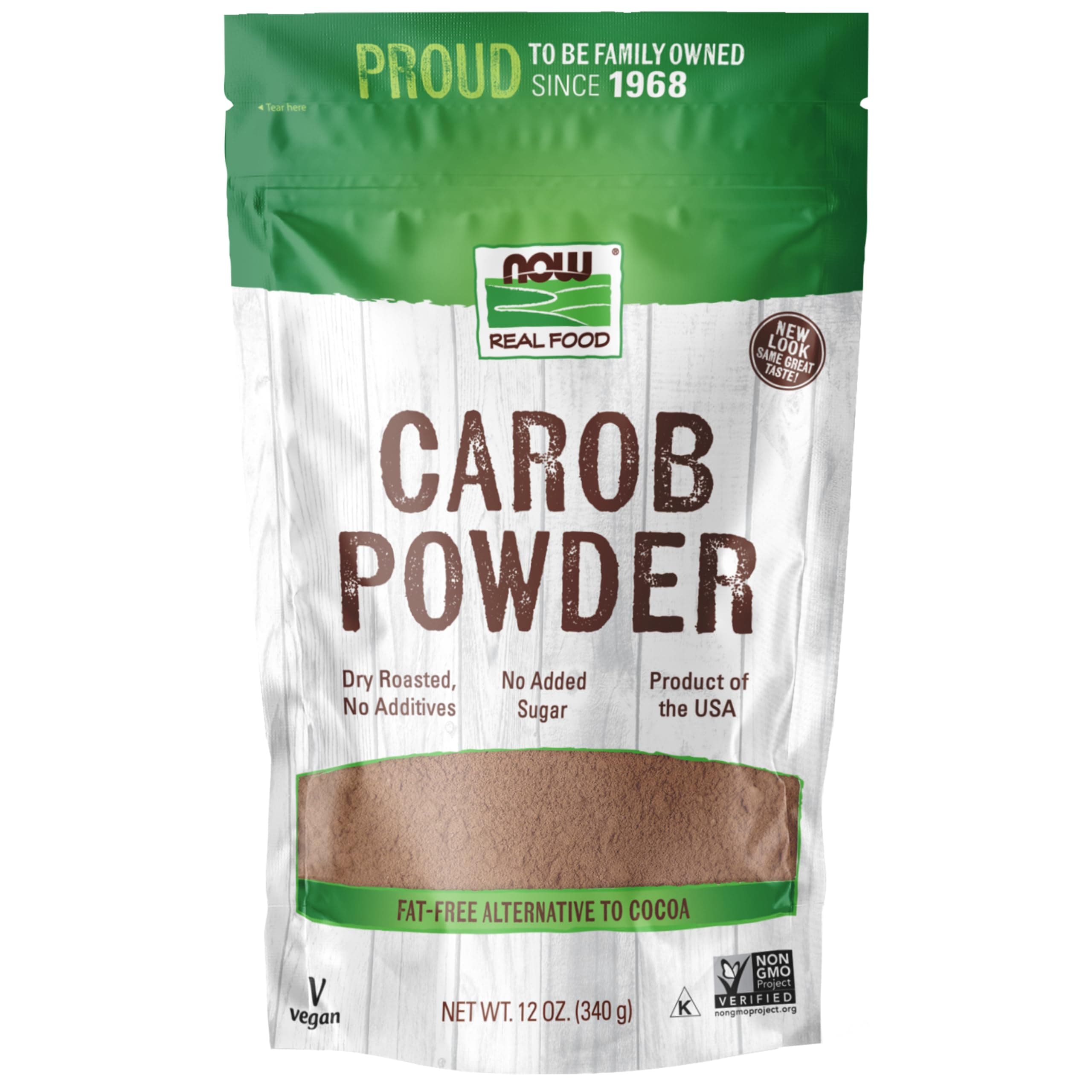 Carob Powder, Dry Roasted, Additive-Free, Nutritious Substitute for Chocolate, 12-Ounce (Packaging May Vary)