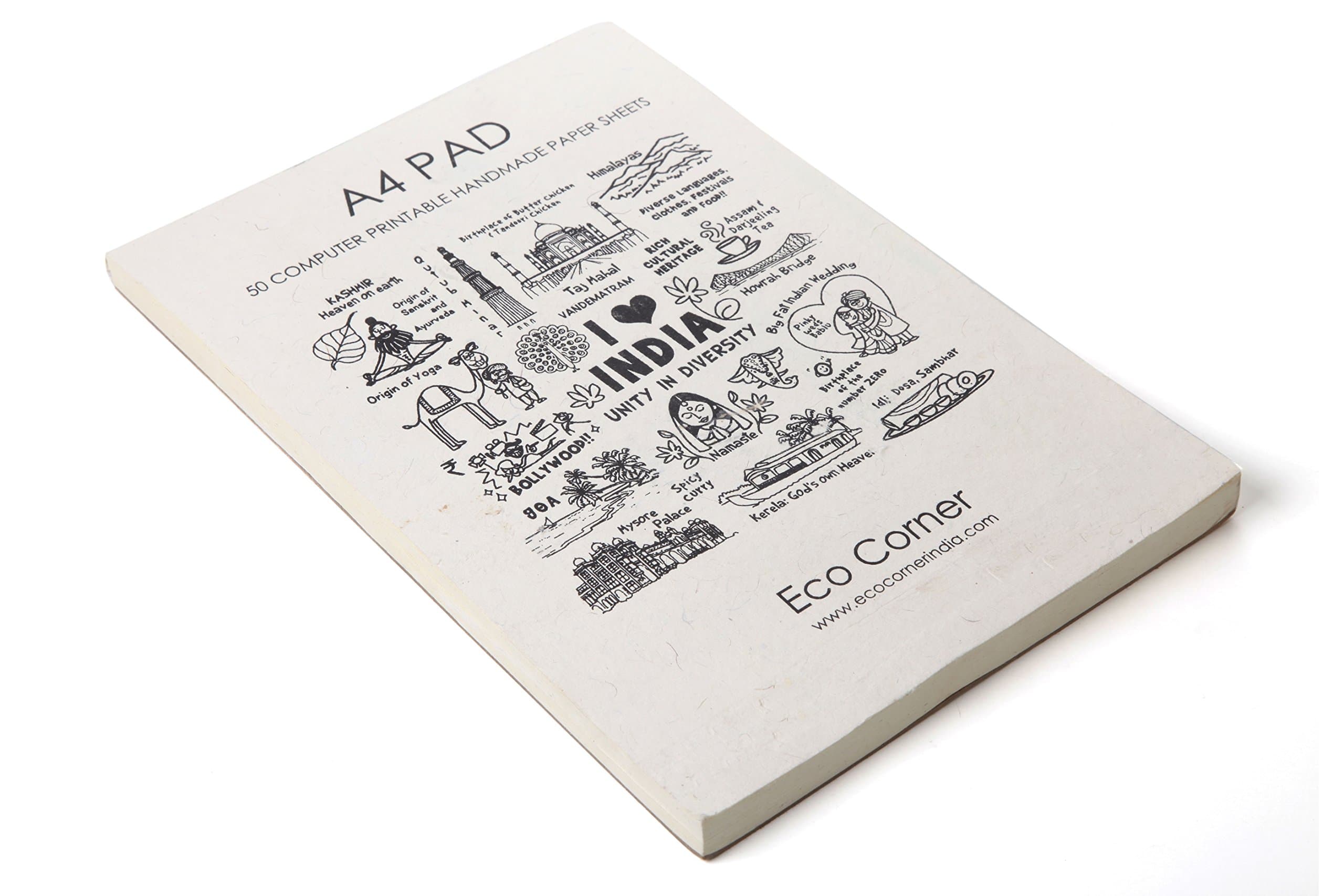 Eco Corner - A4 Pad - Computer Printable Handmade Paper / 50 Sheets / 100 GSM