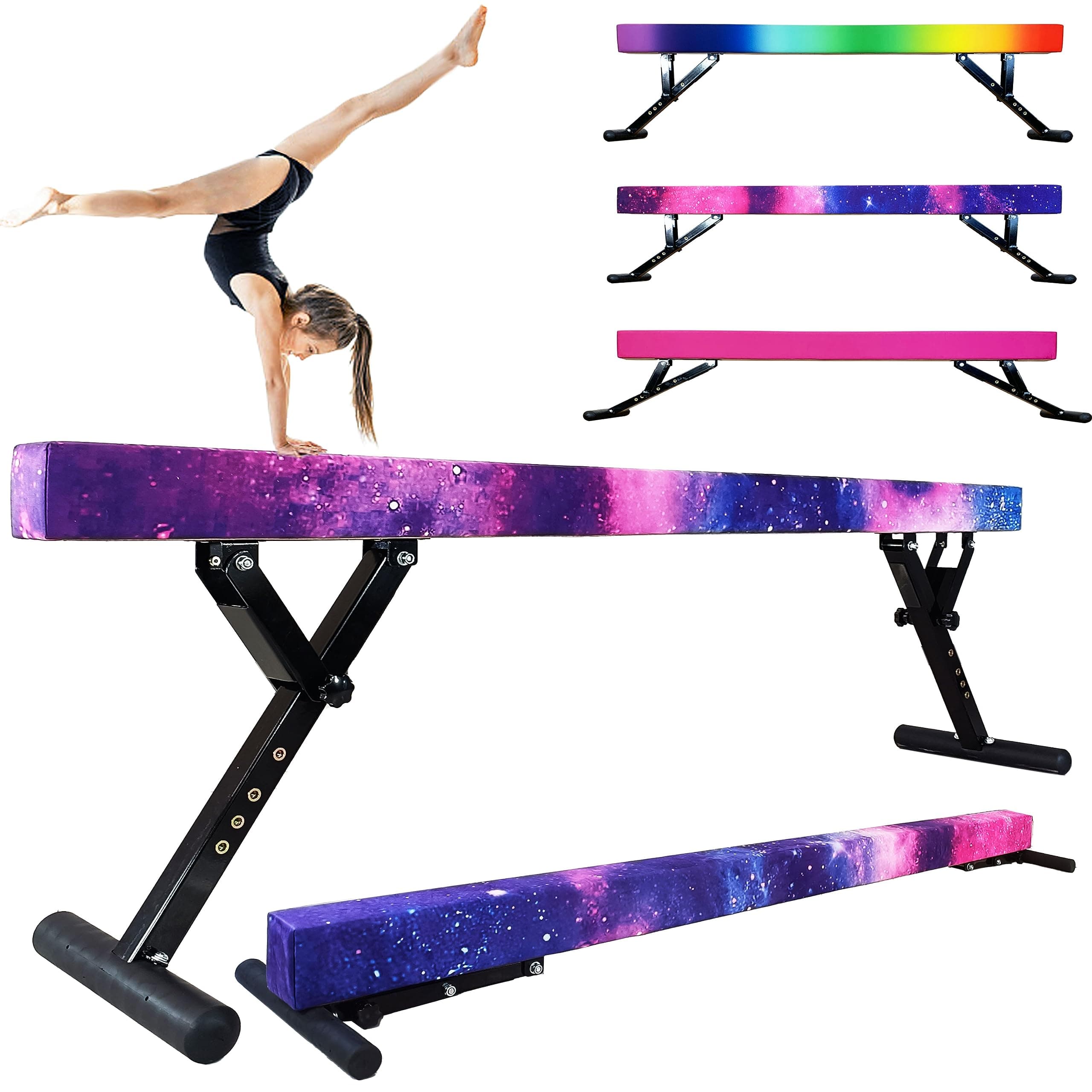 Adjustable Balance Beam for Kids, 8FT Gymnastics Beam with Anti-Slip Legs, High and Low Floor Beam for All Gymnastics Levels, Professional Gymnastic Equipment for Home, Gym Center