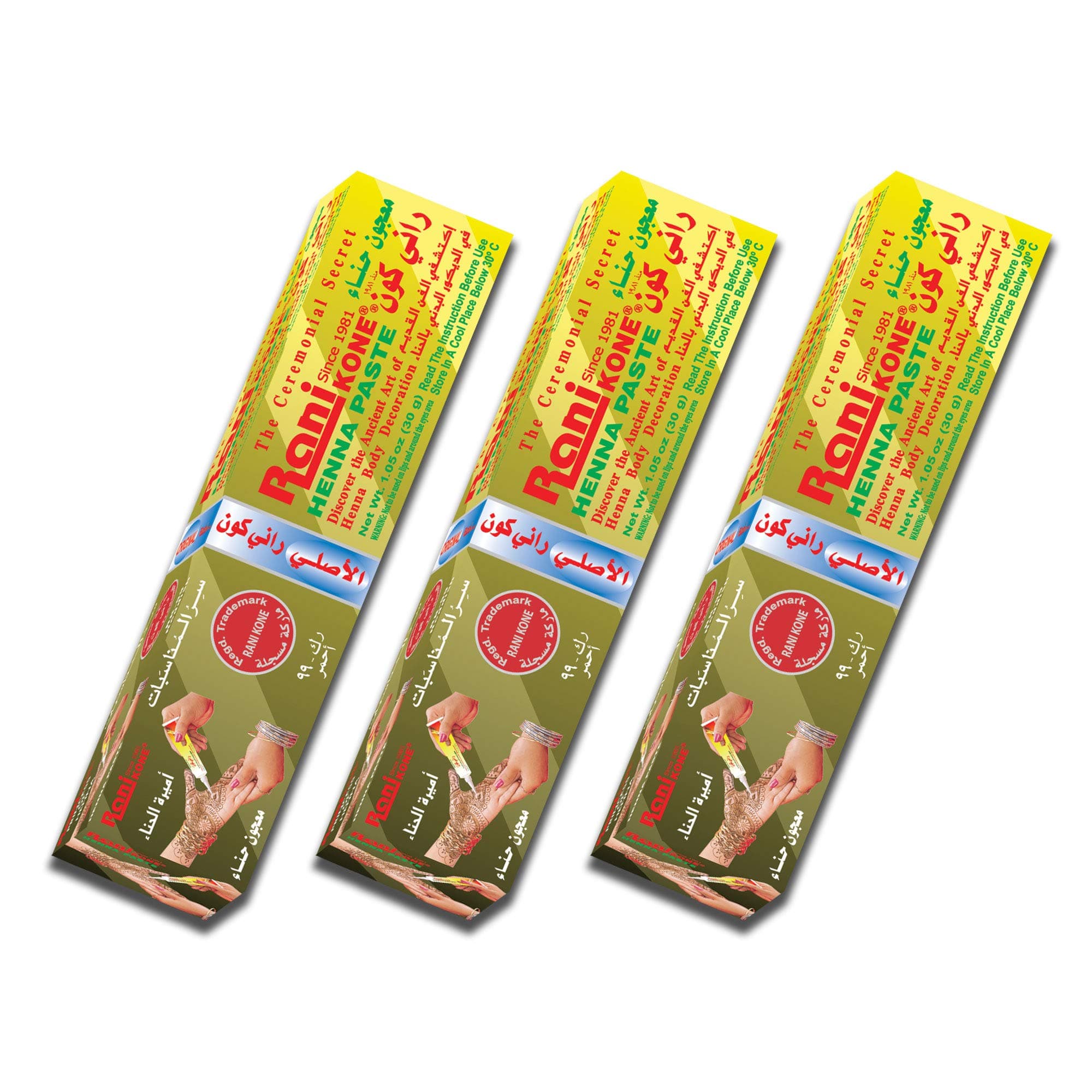 RANI KONE Pack of 3 - Henna Mehndi Body Decoration Paste (Reddish)