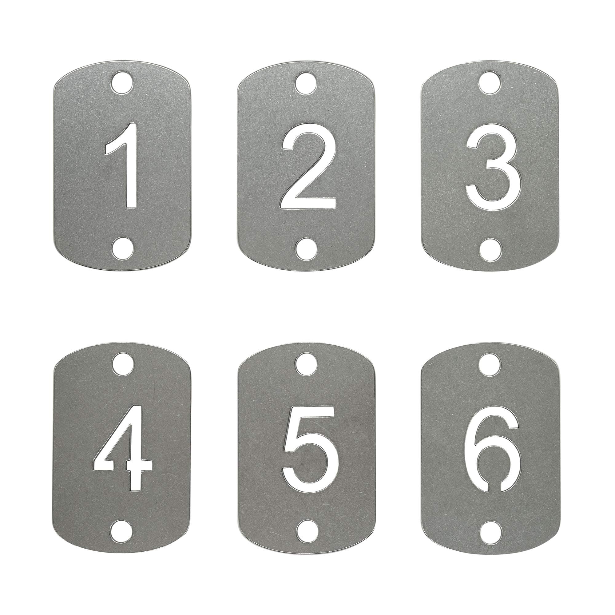 StayMax Rectangular Hollowed Stainless Steel Number Tags Key Tags with Two Holes (1-10)
