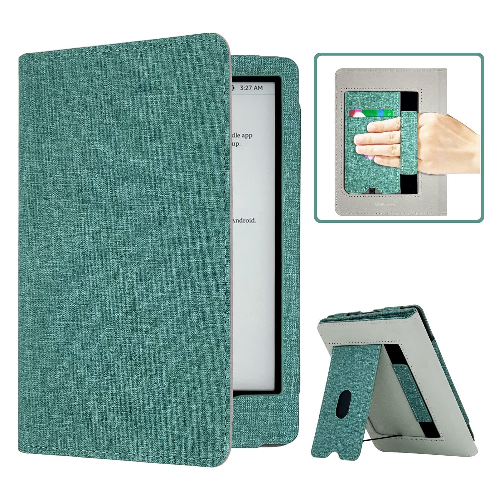 RSAquar Kindle Paperwhite Case for 11th Generation 6.8" and Signature Edition 2021 Released, Premium PU Leather Cover with Auto Sleep Wake, Hand Strap, Card Slot and Foldable Stand, Sage