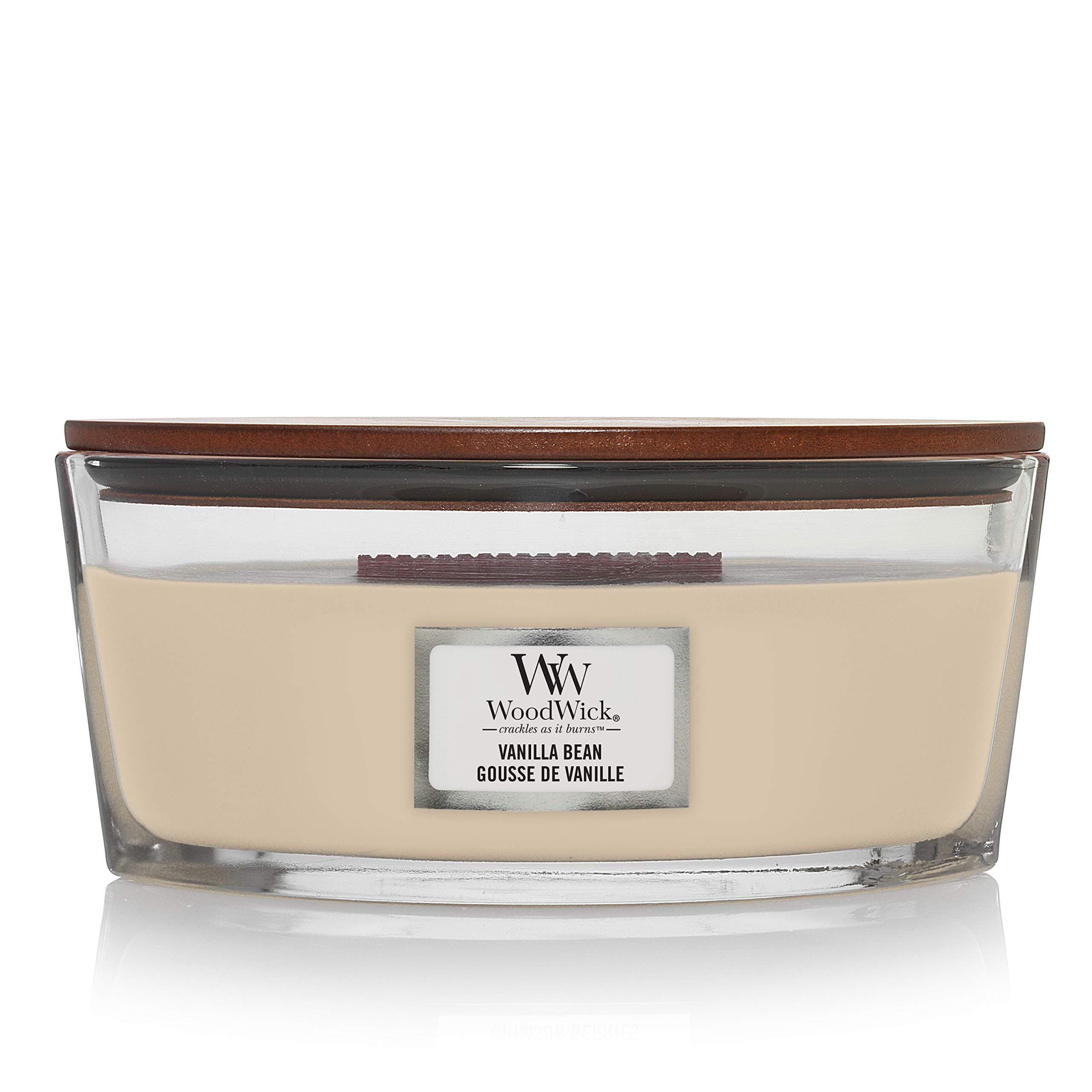 WoodWick Ellipse Scented Candle | Vanilla Bean | with Crackling Wick | Burn Time: Up to 50 Hours