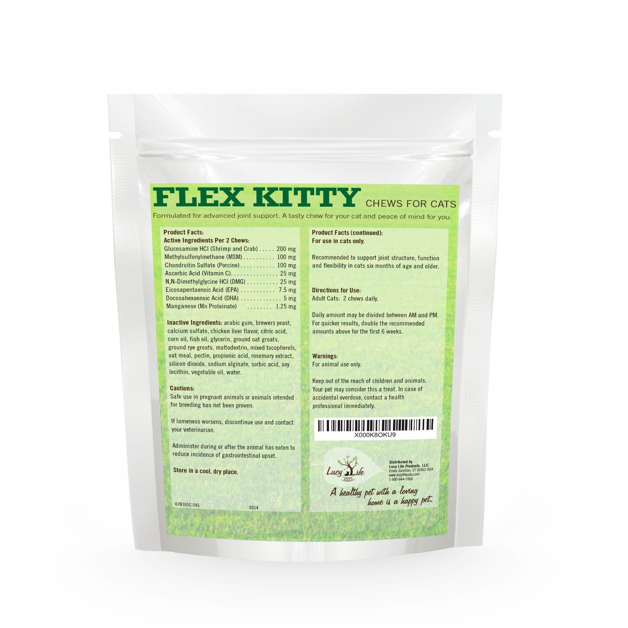 Flex Kitty Glucosamine, Chondroitin, MSM for Cats; with Omega 3 Fatty Acids; Hip and Joint Comfort