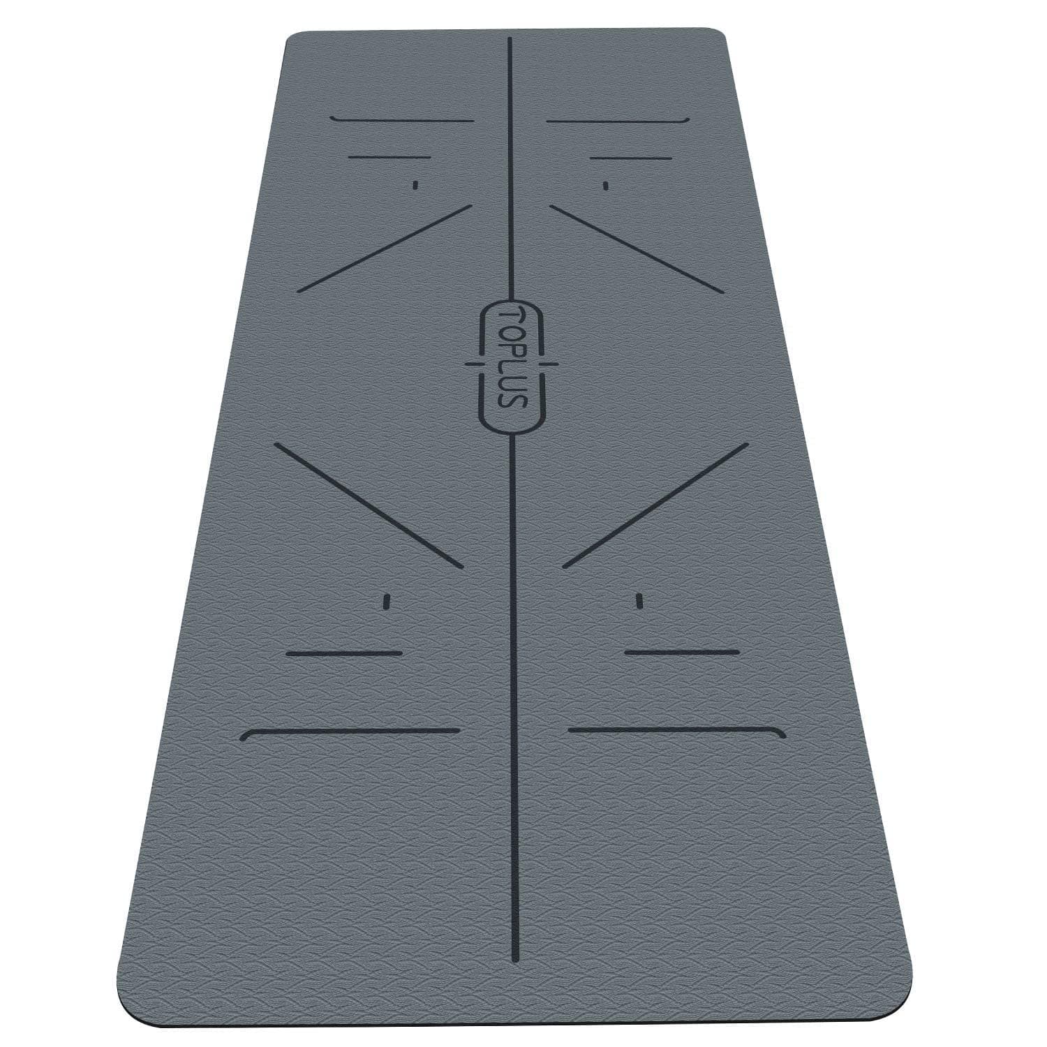 Body Alignment Yoga Mat - Pro Yoga Mat Eco Friendly Non Slip Fitness Exercise Mat with Carrying Strap-Workout Mat for Yoga, Pilates and Floor Exercises 1/4 Inch Thick (Gray,72"*26")