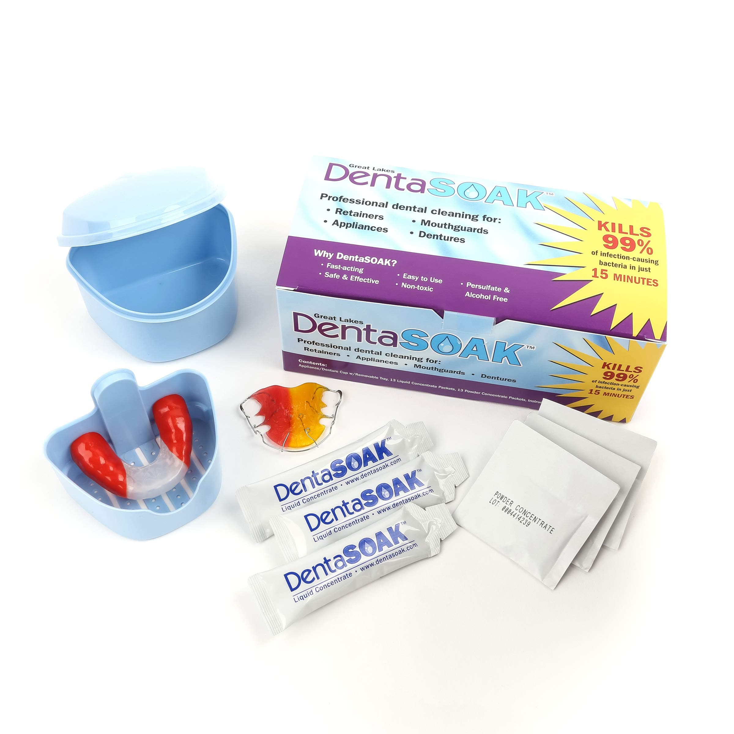 Starter Kit - Mouthguard, Retainer, Denture, Appliance Cleaner – 100% Safe – Non-Toxic, Persulfate Free, Gluten Free & Alcohol Free – 3 Month Supply – Mint Scented