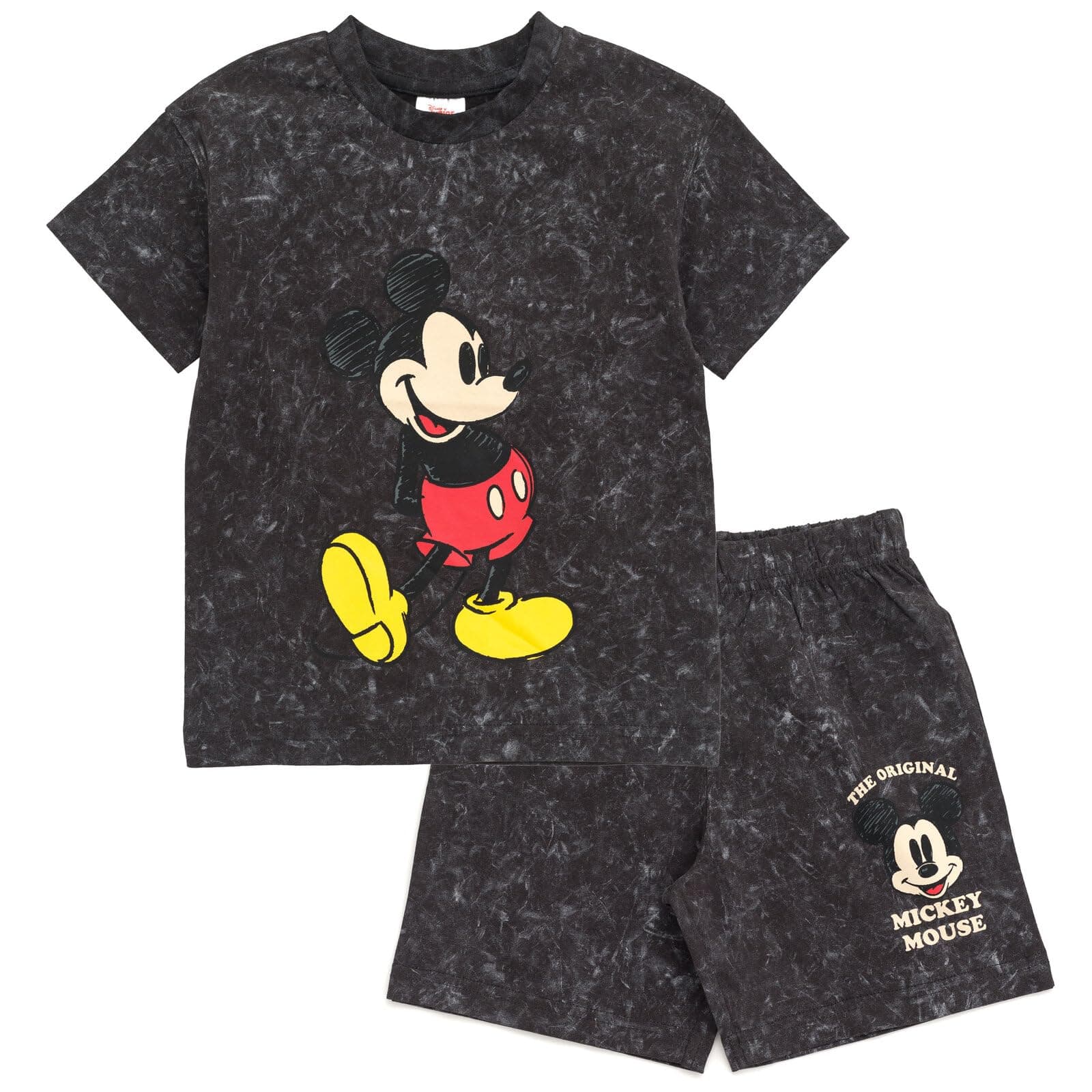 Disney Mickey Mouse Vintage Wash T-Shirt and Shorts Outfit Set Toddler to Big Kid Sizes (2T - 10-12)