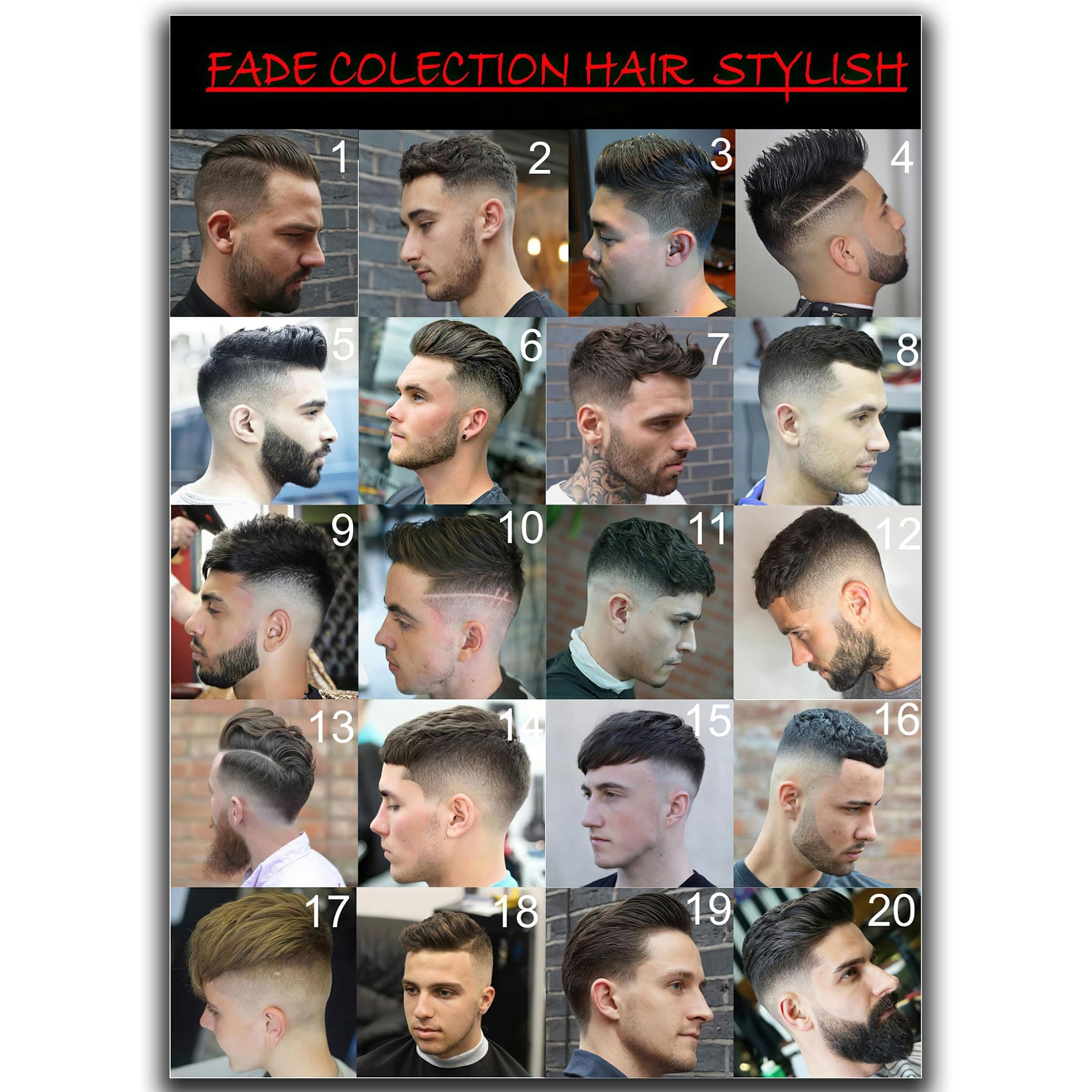 VMXWLL Barber Shop Decor Fade Colletcion Hair Stylish Canvas Poster Unframe-style 12x18inch(30x45cm)
