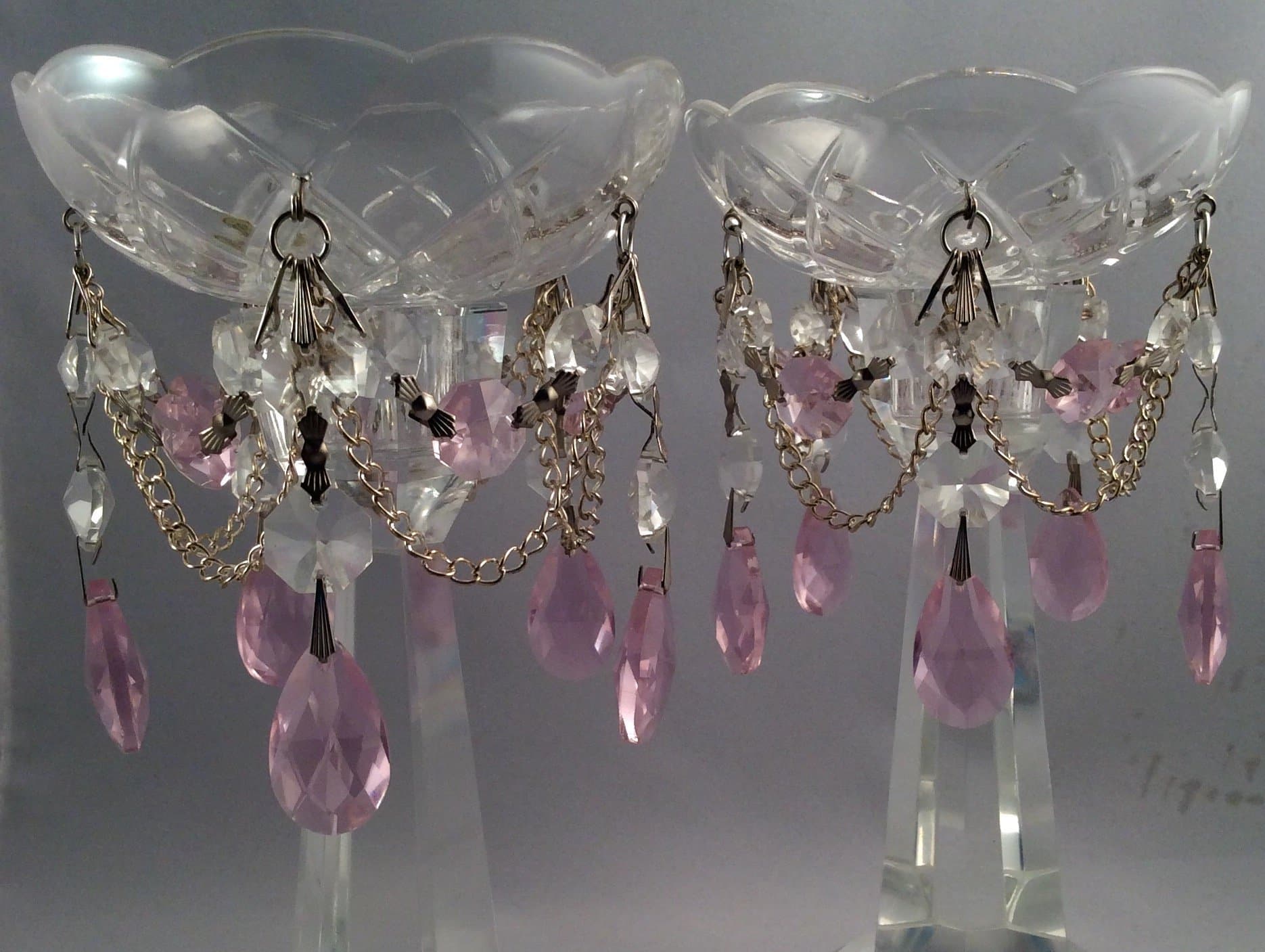 Pink Ice Crystal Bobeche Set