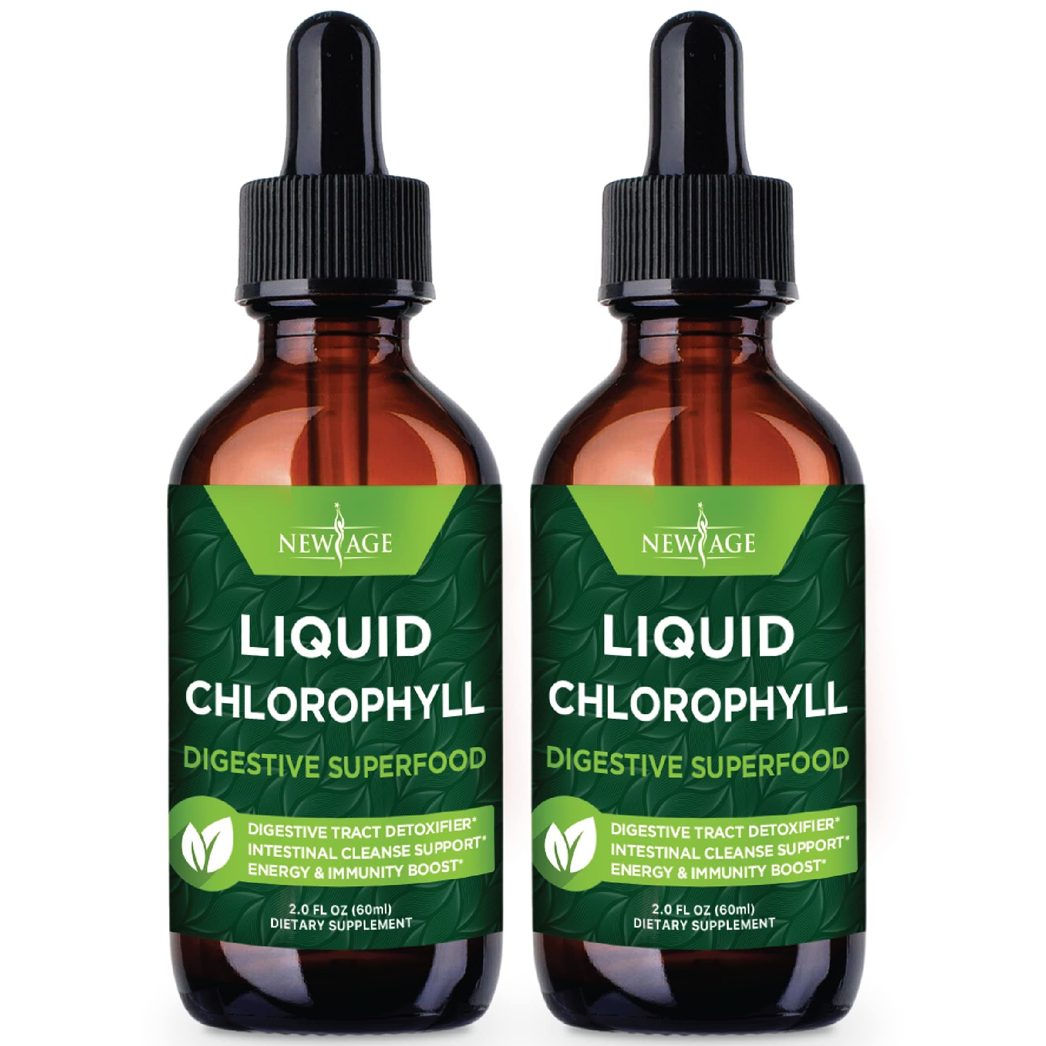 Chlorophyll Liquid Drops - Natural Concentrate – Energy Booster, Digestion and Immune System Supports, Internal Deodorant, Liver Function - (2 Fl Oz (Pack of 2))
